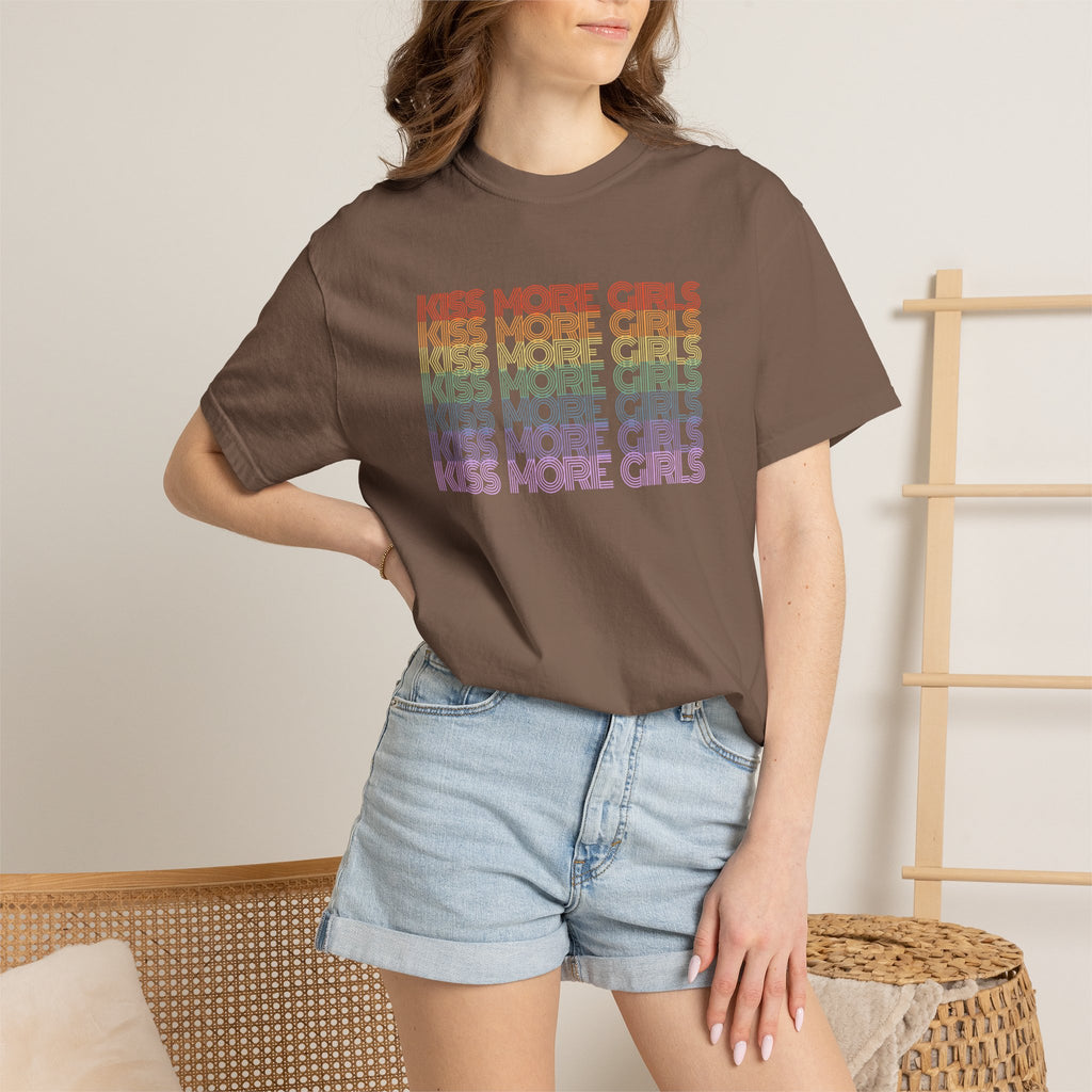 Kiss More Girls Rainbow Graphic T-Shirt