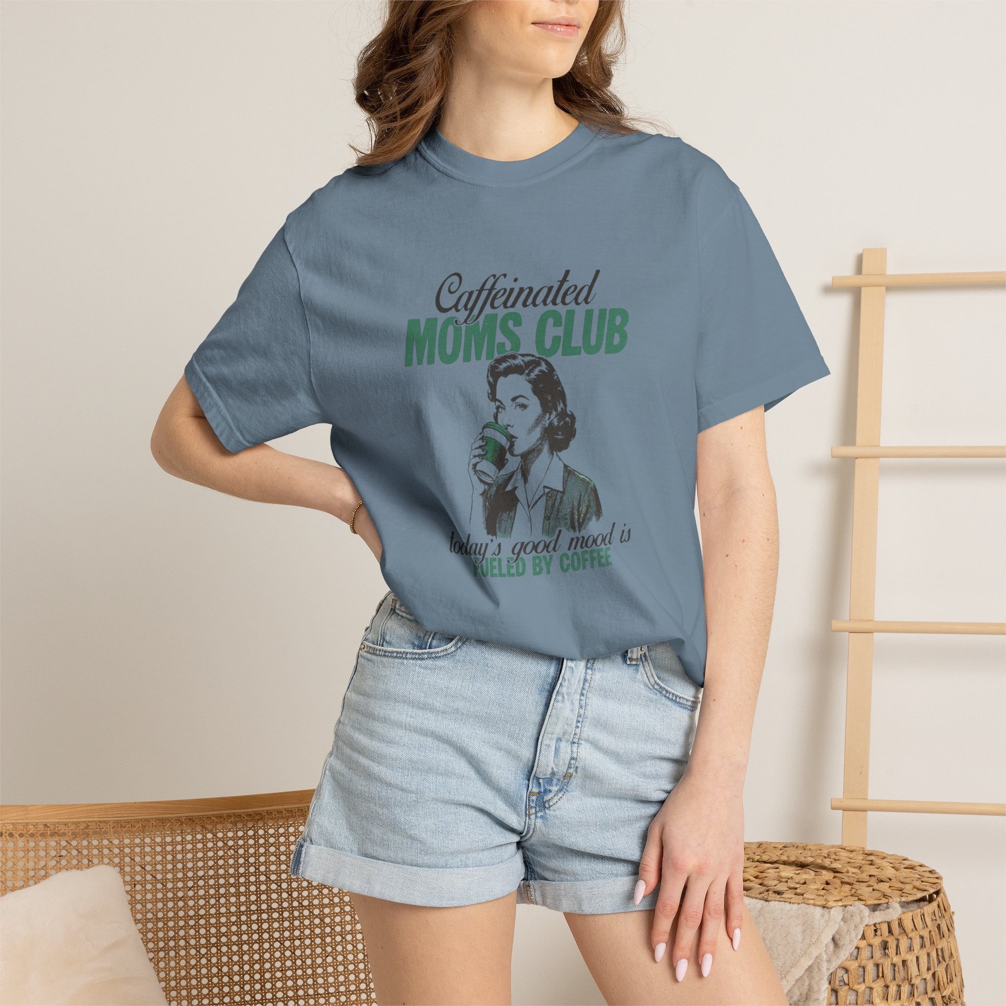 Caffeinated Moms Club T-Shirt — Vintage Coffee Mom Tee ("Fueled by Coffee")