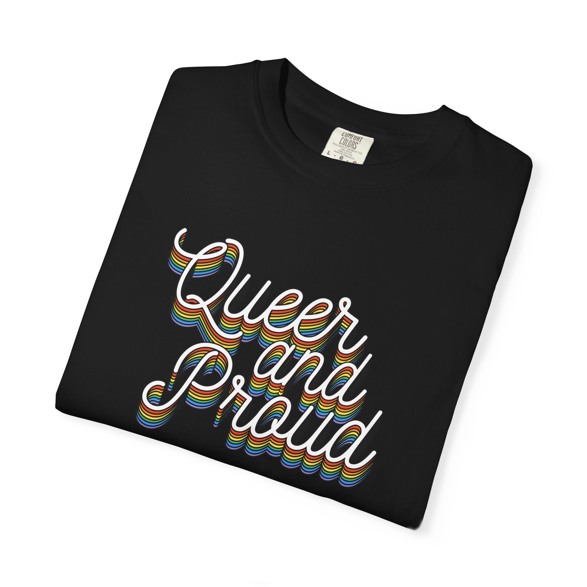Queer and Proud T-Shirt — Retro Script LGBTQ+ Pride Tee
