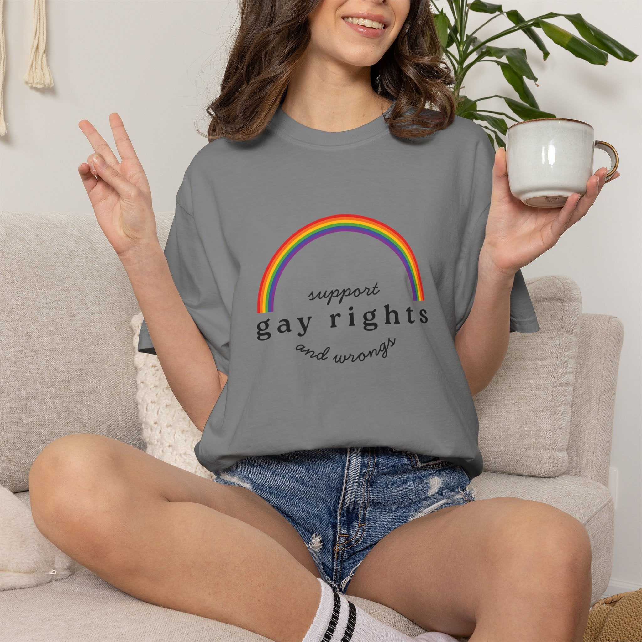 Gay Rights Rainbow T-Shirt — Support Gay Rights and Wrongs Tee