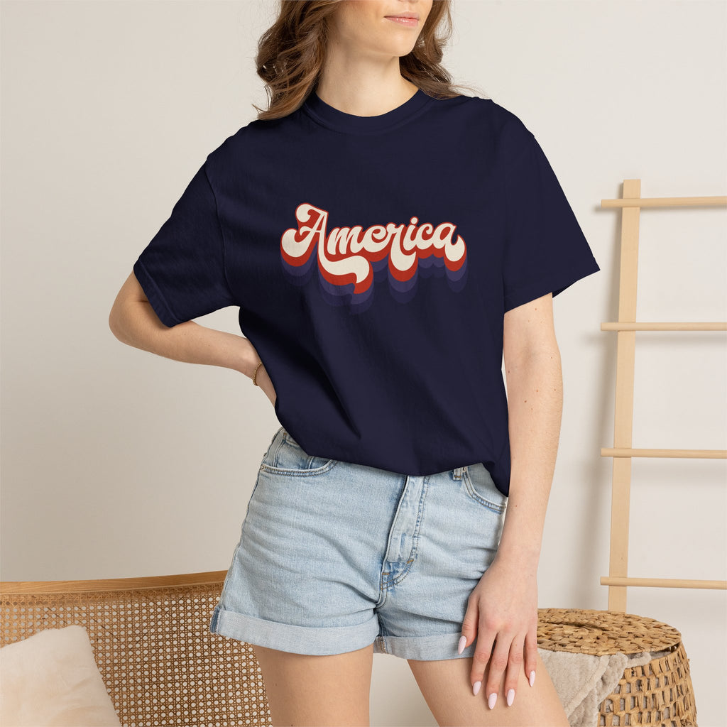Retro 'America' T-Shirt — Vintage 70s Patriotic Graphic Tee