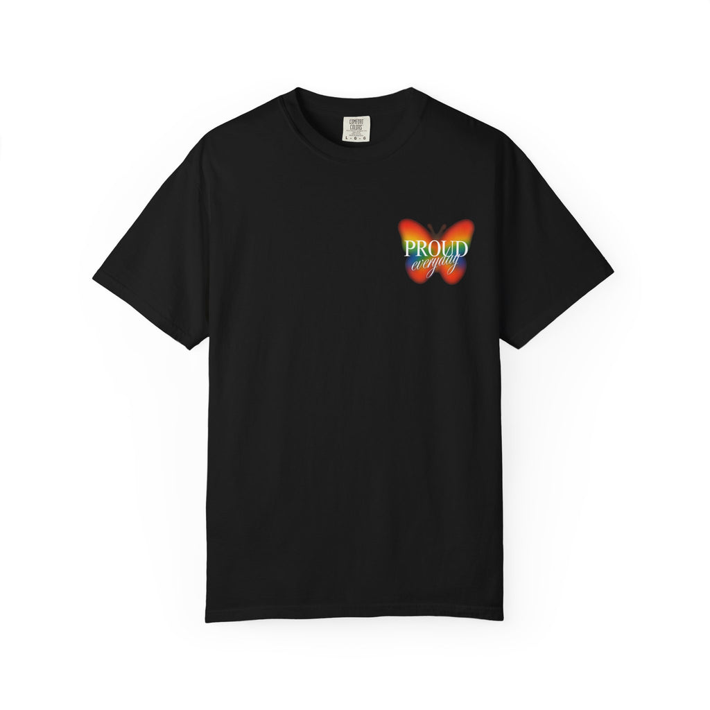 Pride Butterfly T-Shirt — Rainbow "Proud" Graphic Tee