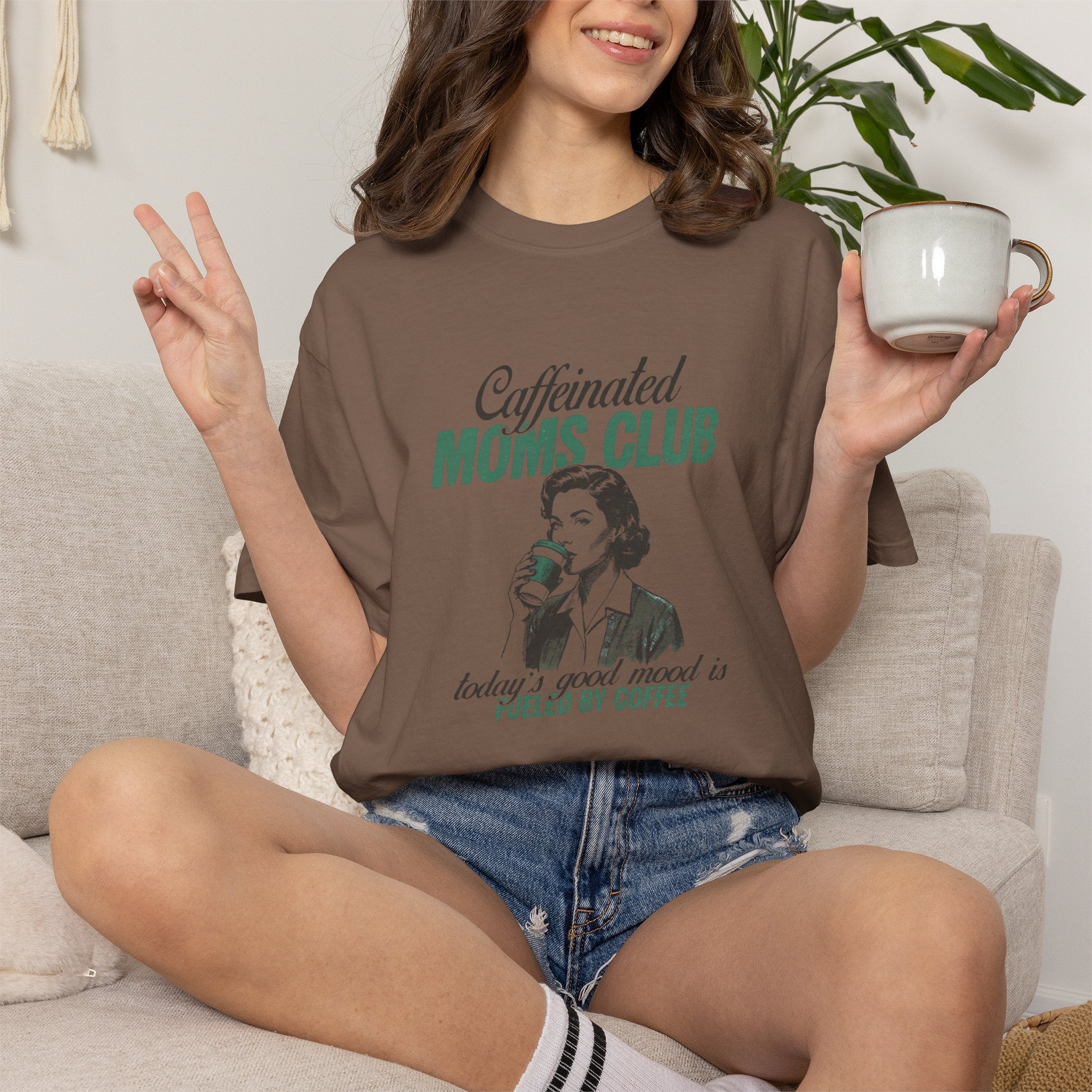 Caffeinated Moms Club T-Shirt — Vintage Coffee Mom Tee ("Fueled by Coffee")