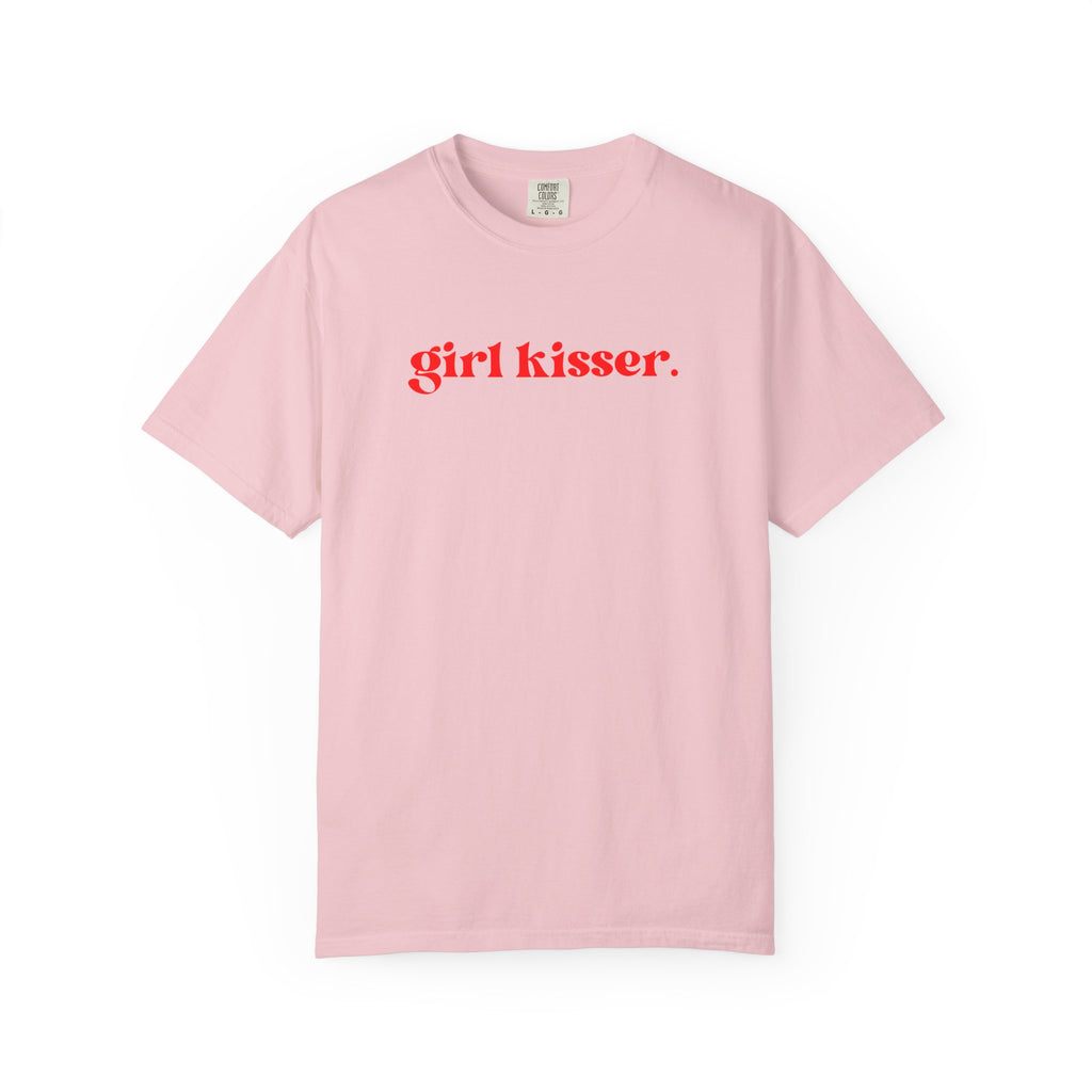 Girl Kisser T‑Shirt — White Tee with Red Script