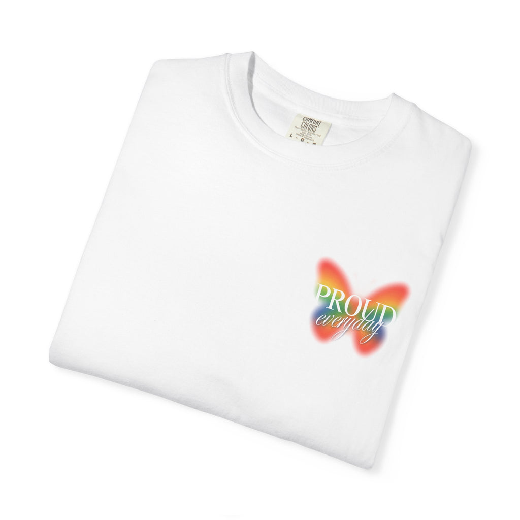 Pride Butterfly T-Shirt — Rainbow "Proud" Graphic Tee