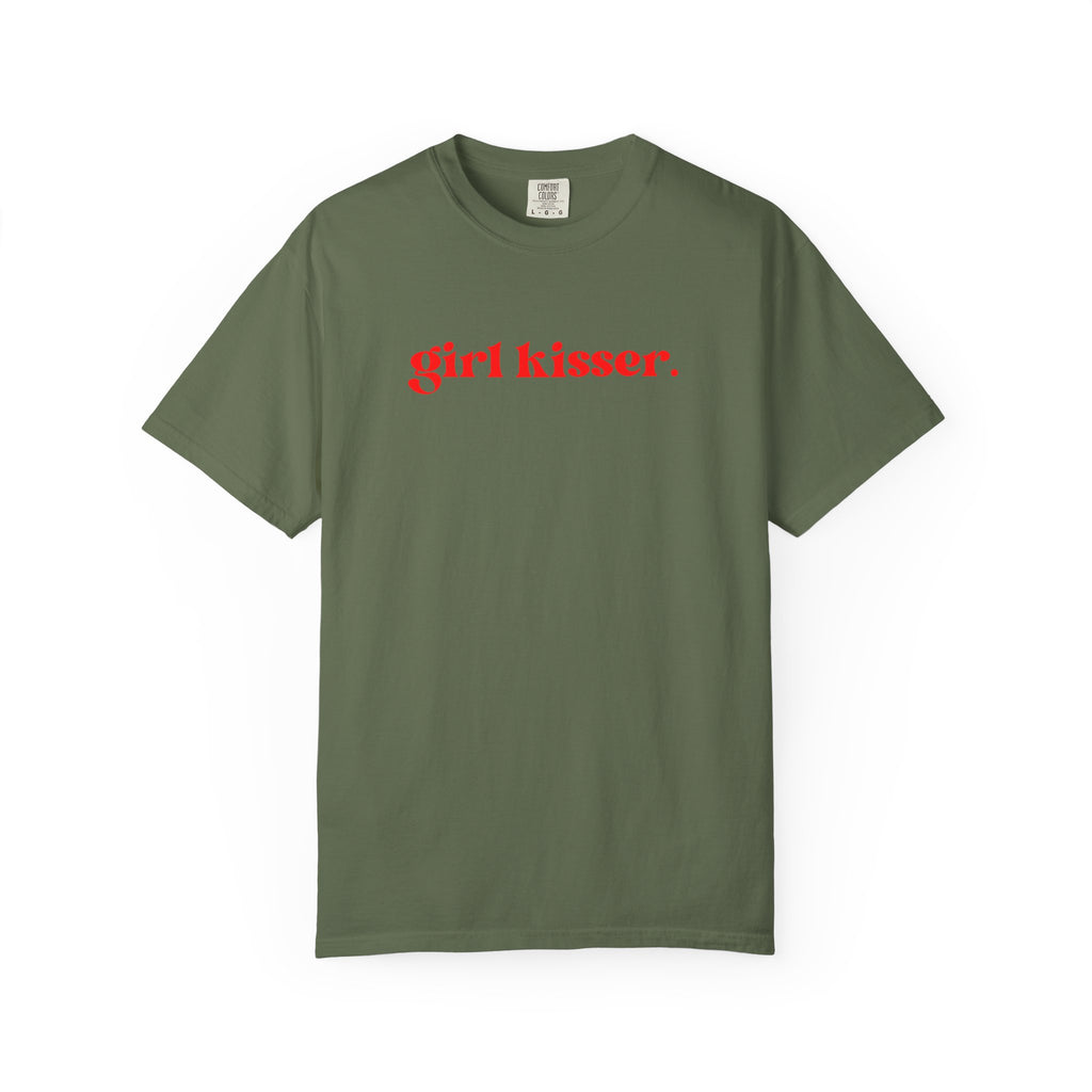 Girl Kisser T‑Shirt — White Tee with Red Script