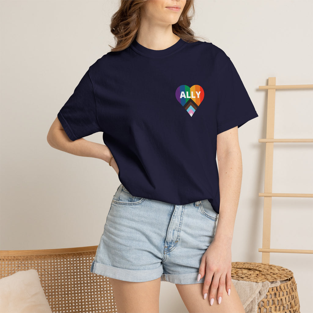 Ally Heart Rainbow T‑Shirt — LGBTQ+ Ally Pride Tee