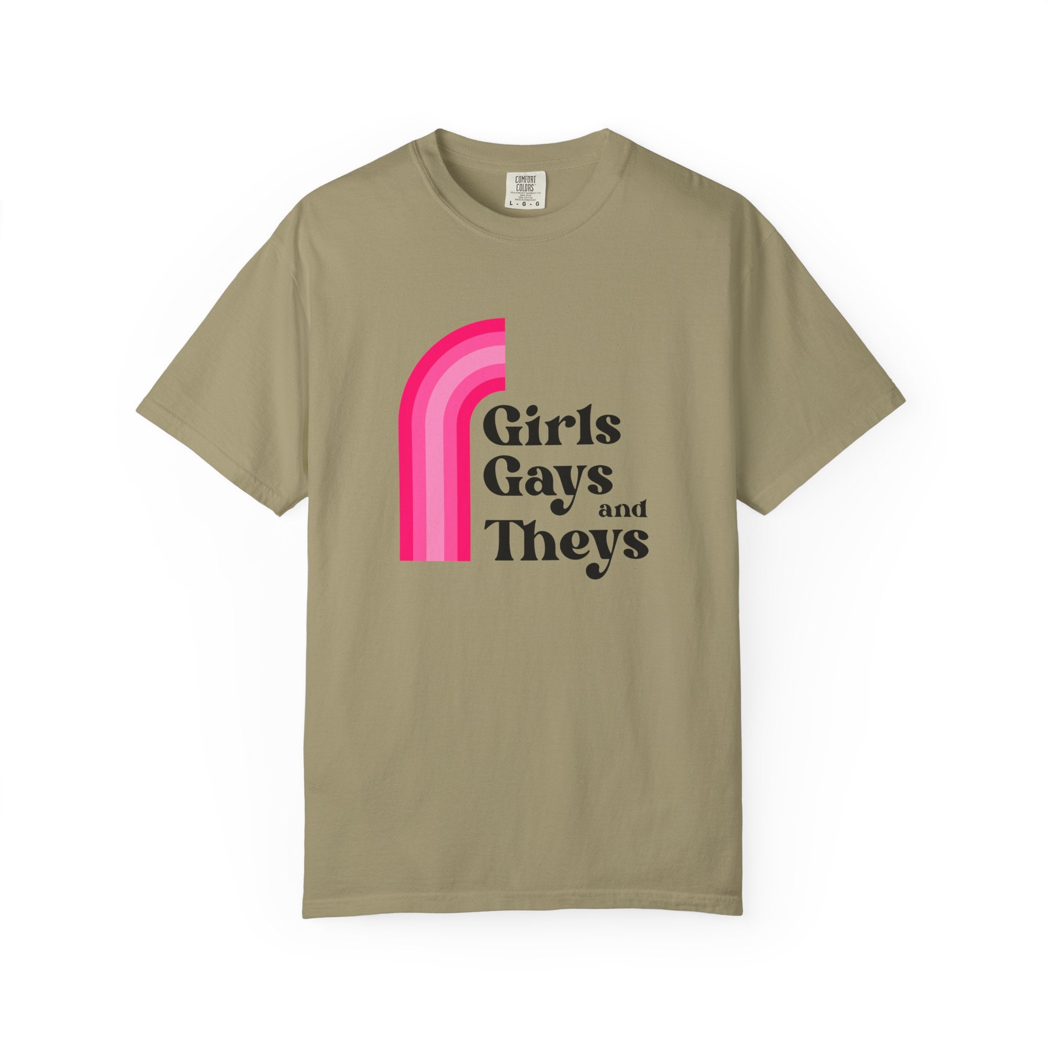 Girls, Gays & Theys T-Shirt — Pride Retro Pink Rainbow Tee