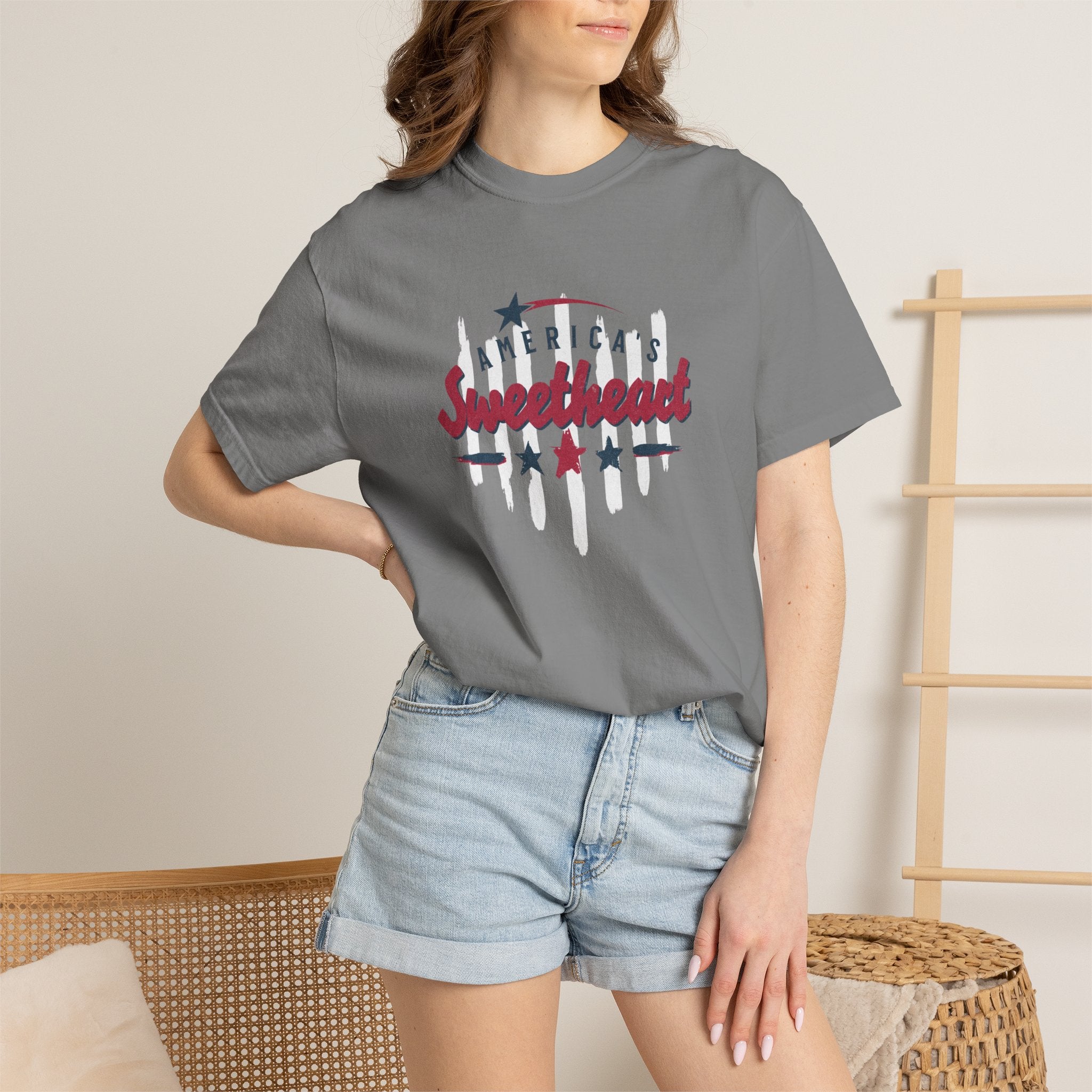 America's Sweetheart T-Shirt — Patriotic Vintage Stars Tee