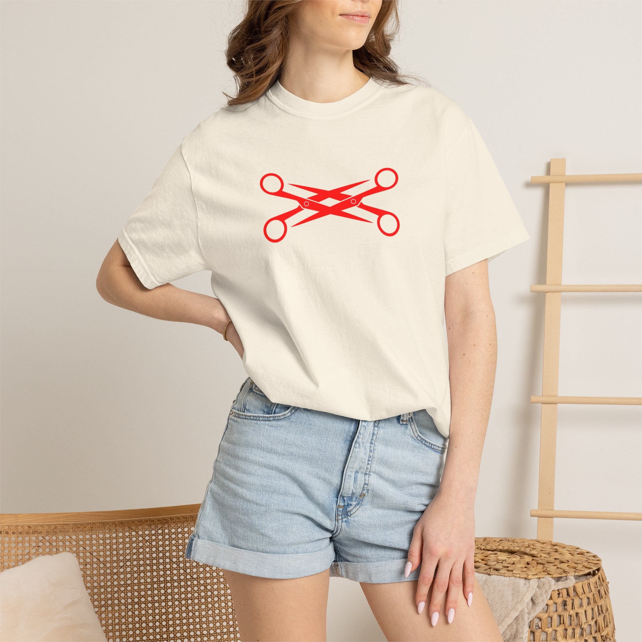 Scissors Cross Graphic T-Shirt — Minimalist Barber & Stylist Tee