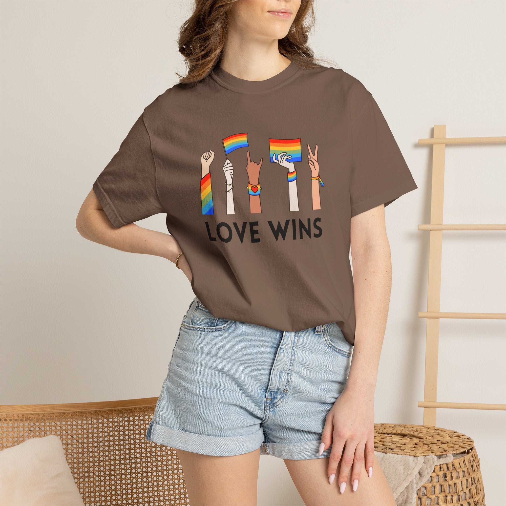 Love Wins T-Shirt — Rainbow Pride Hands Graphic Tee