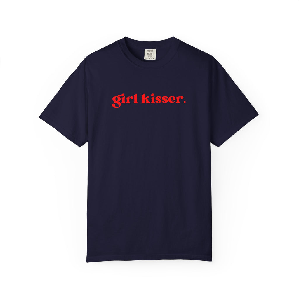 Girl Kisser T‑Shirt — White Tee with Red Script