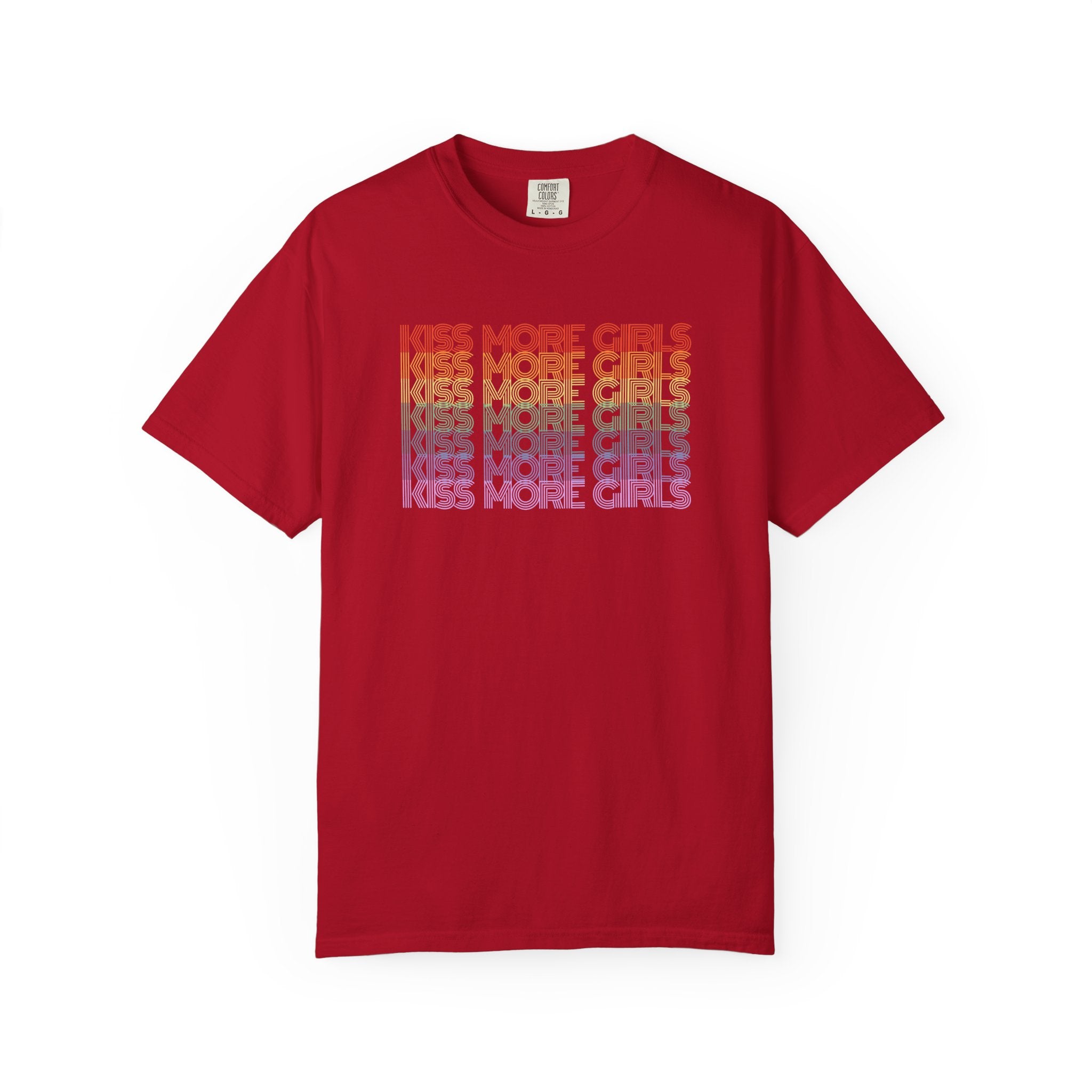 Kiss More Girls Rainbow Graphic T-Shirt