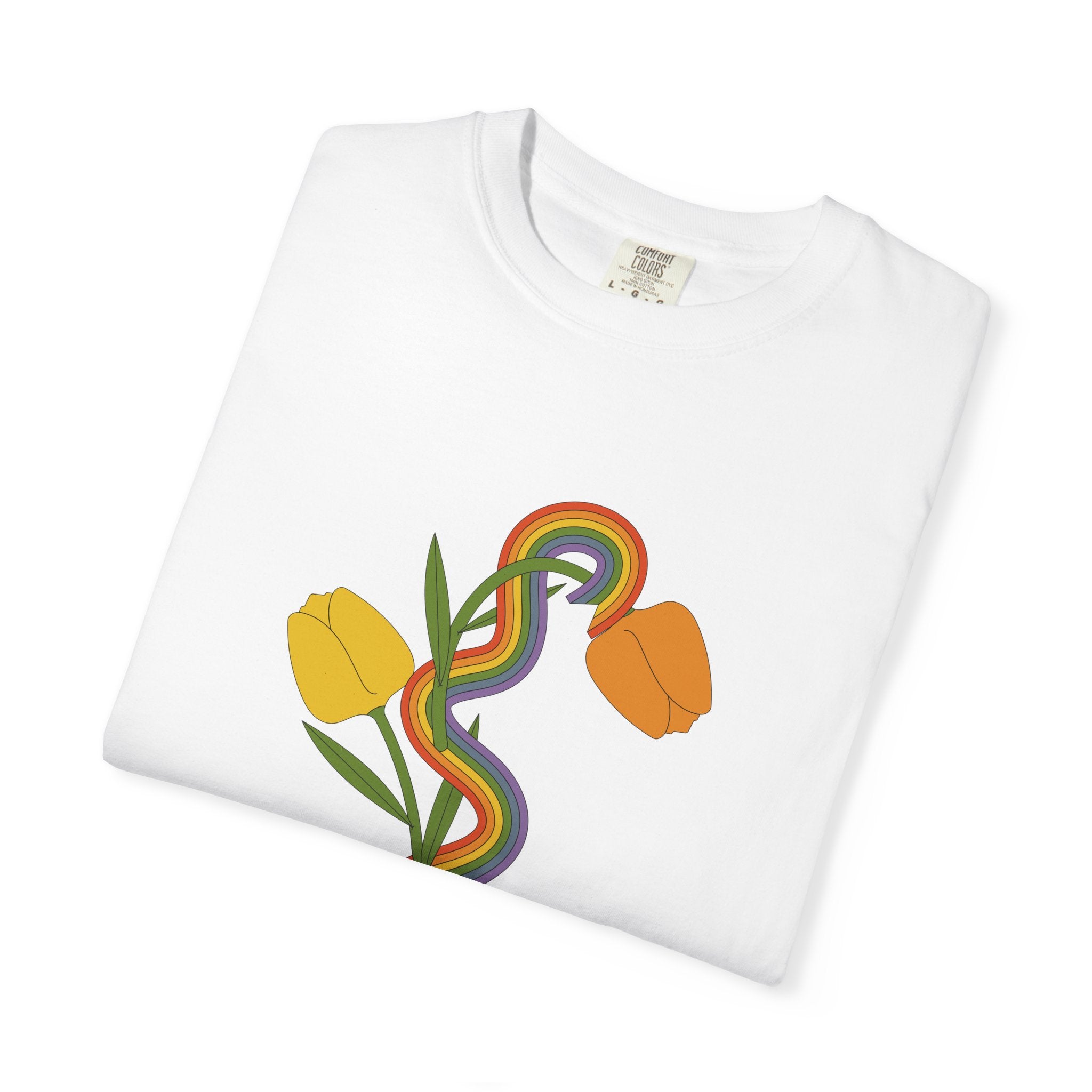 Rainbow Snake & Tulips Graphic T-Shirt