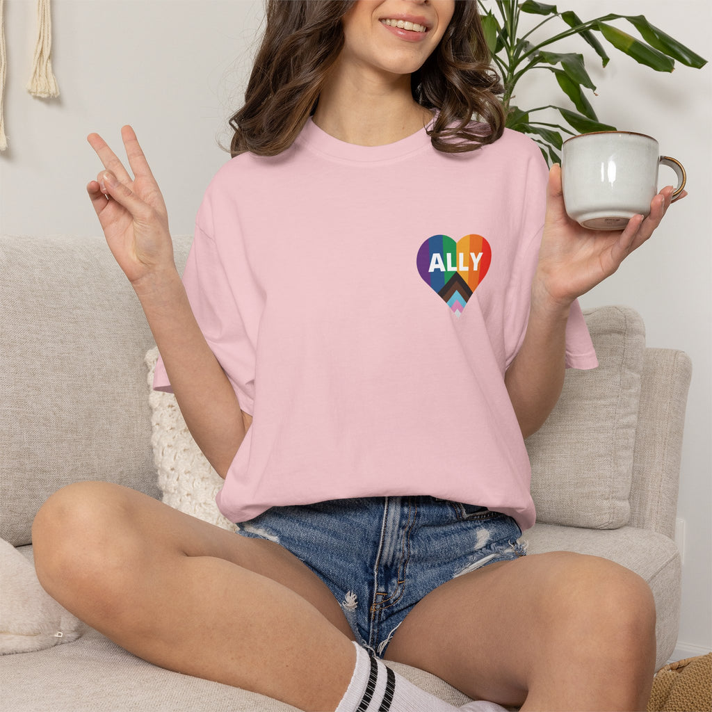Ally Heart Rainbow T‑Shirt — LGBTQ+ Ally Pride Tee