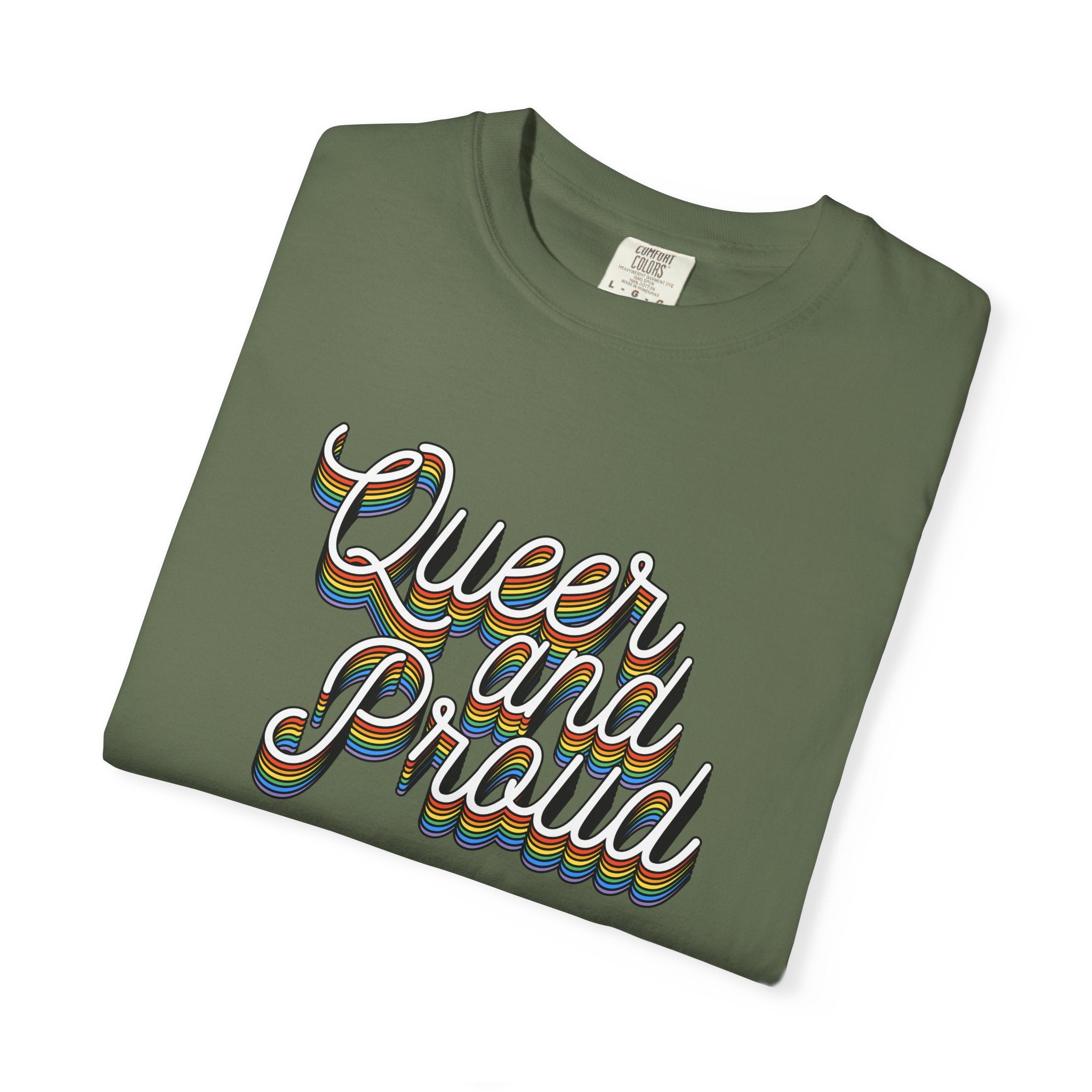 Queer and Proud T-Shirt — Retro Script LGBTQ+ Pride Tee