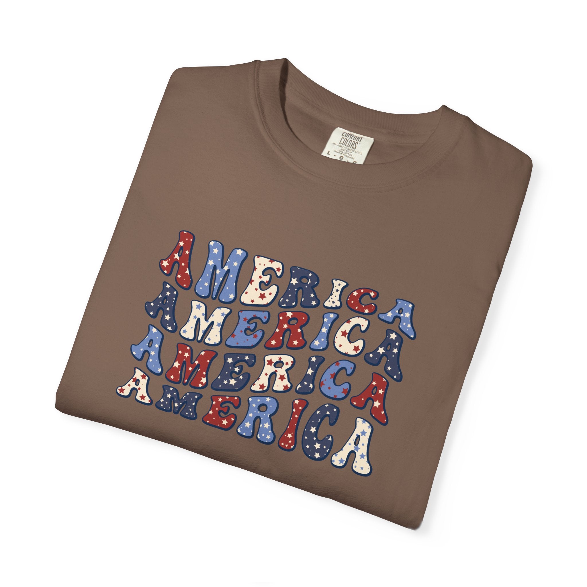 America Repeat Graphic T-Shirt — Retro Red & Blue Patriotic Tee