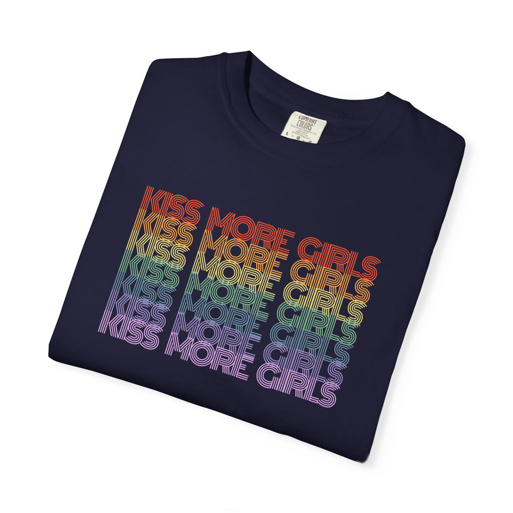 Kiss More Girls Rainbow Graphic T-Shirt