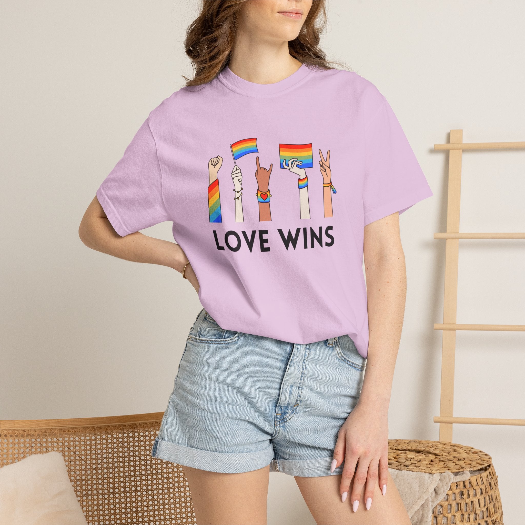 Love Wins T-Shirt — Rainbow Pride Hands Graphic Tee