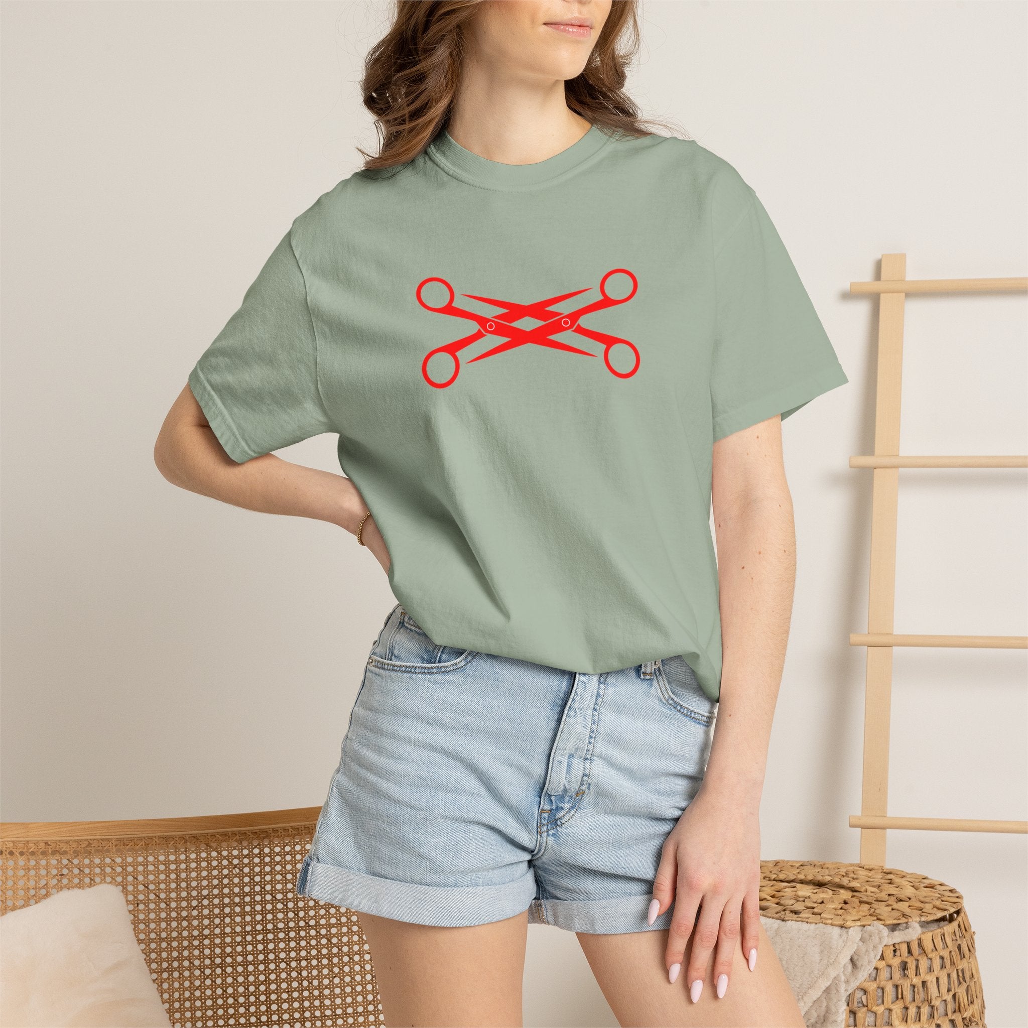 Scissors Cross Graphic T-Shirt — Minimalist Barber & Stylist Tee