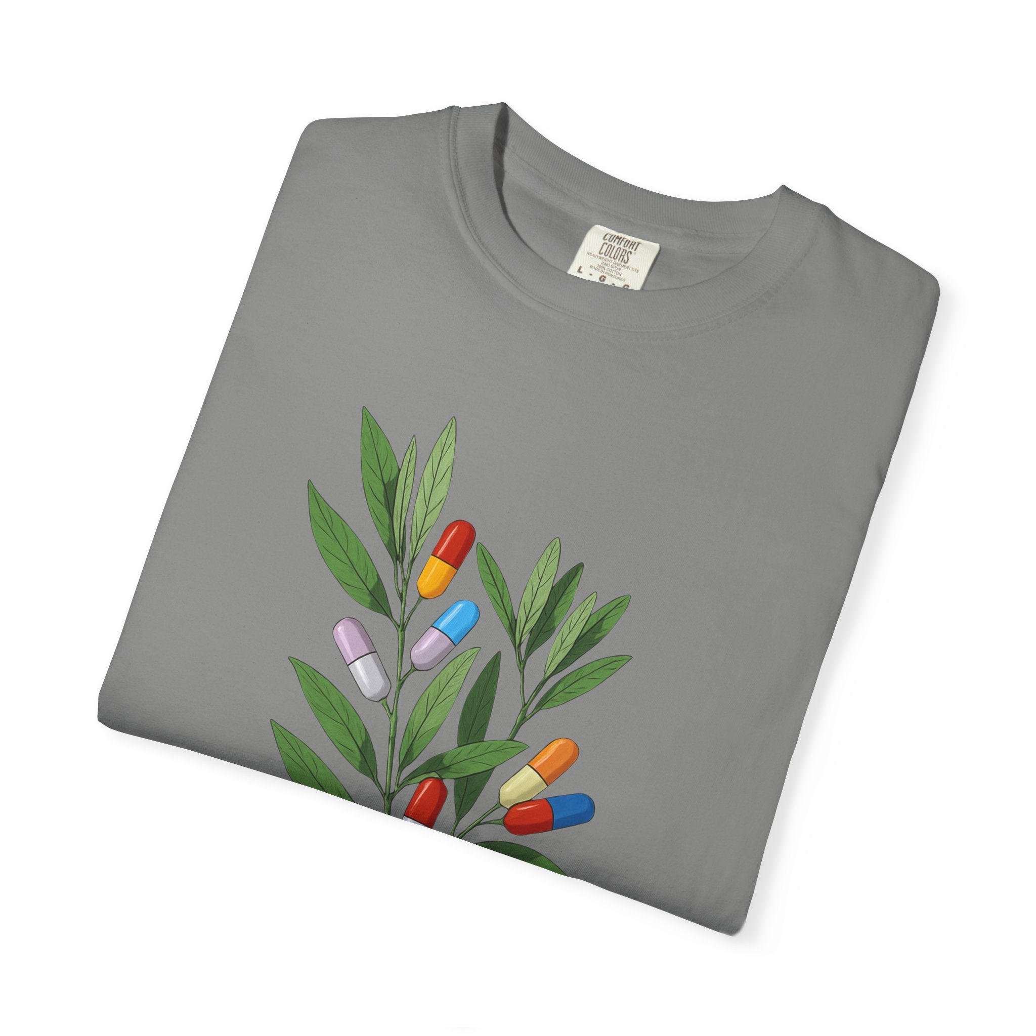 Botanical Floral Tee — Colorful Leaf & Bud Illustration T-Shirt