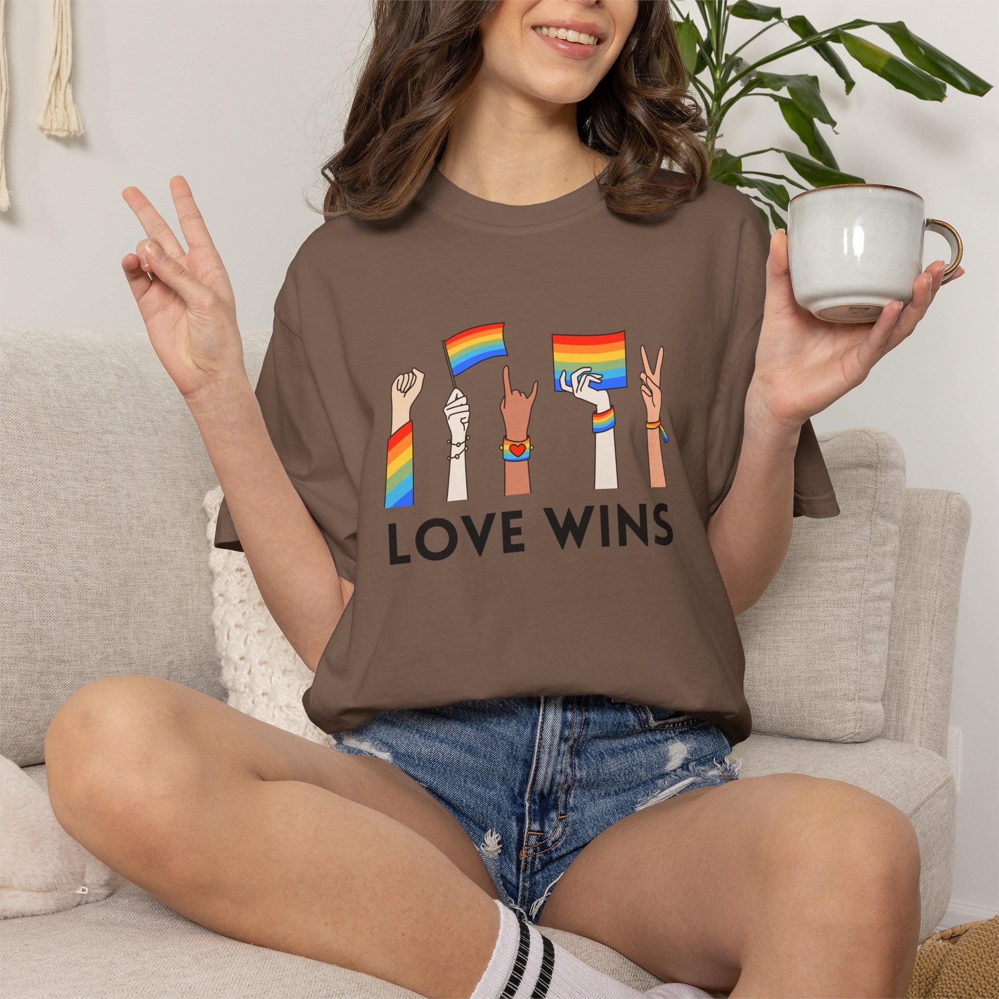 Love Wins T-Shirt — Rainbow Pride Hands Graphic Tee