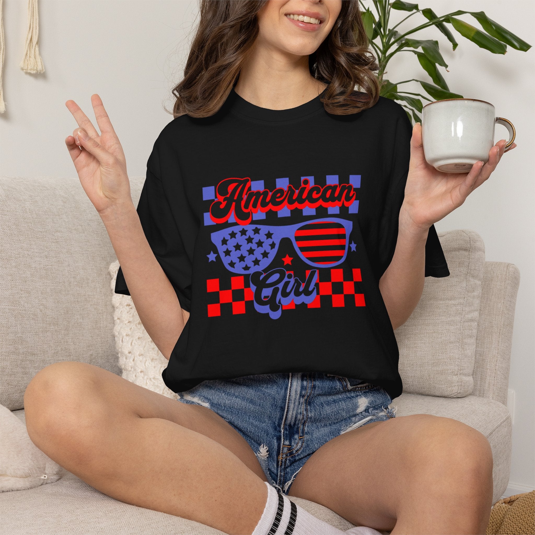 American Girl T-Shirt — Retro Patriotic Sunglasses Tee