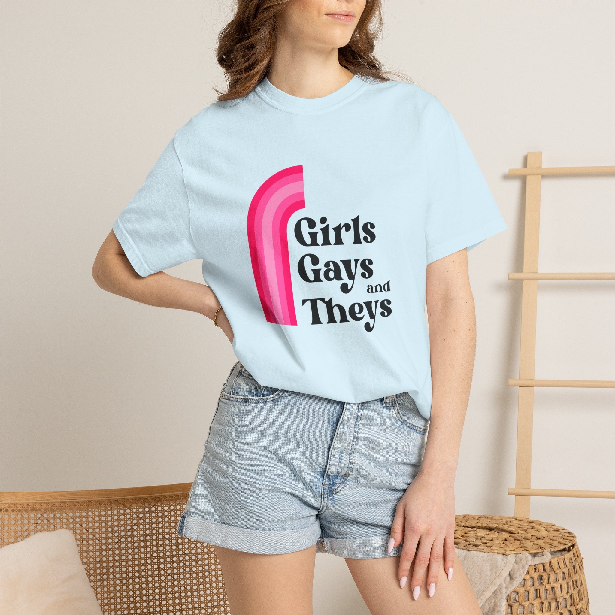 Girls, Gays & Theys T-Shirt — Pride Retro Pink Rainbow Tee