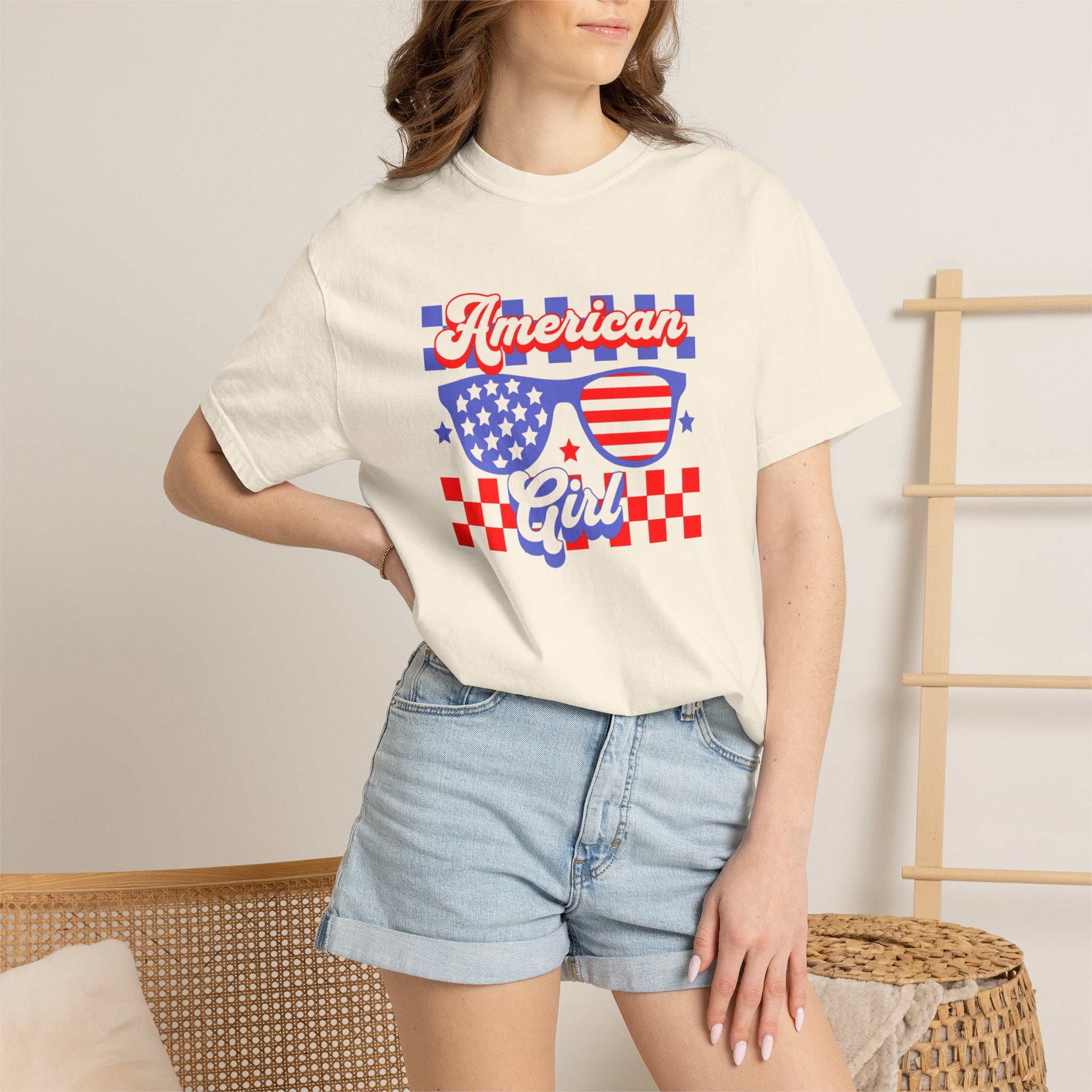 American Girl T-Shirt — Retro Patriotic Sunglasses Tee