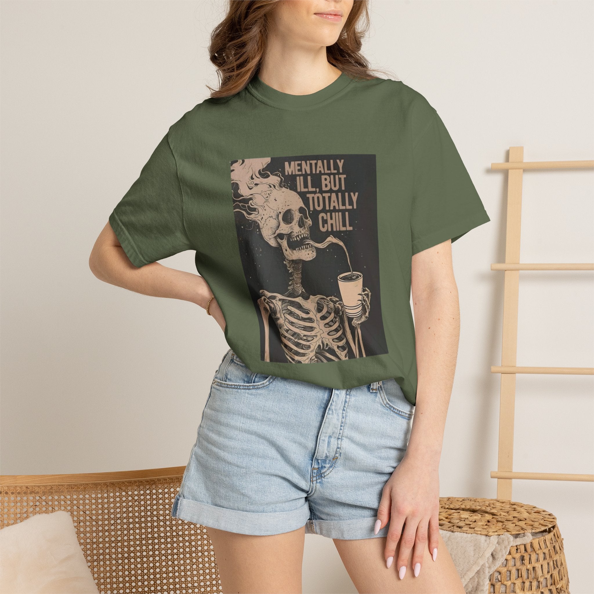 Mentally Ill But Totally Chill Skeleton T-Shirt
