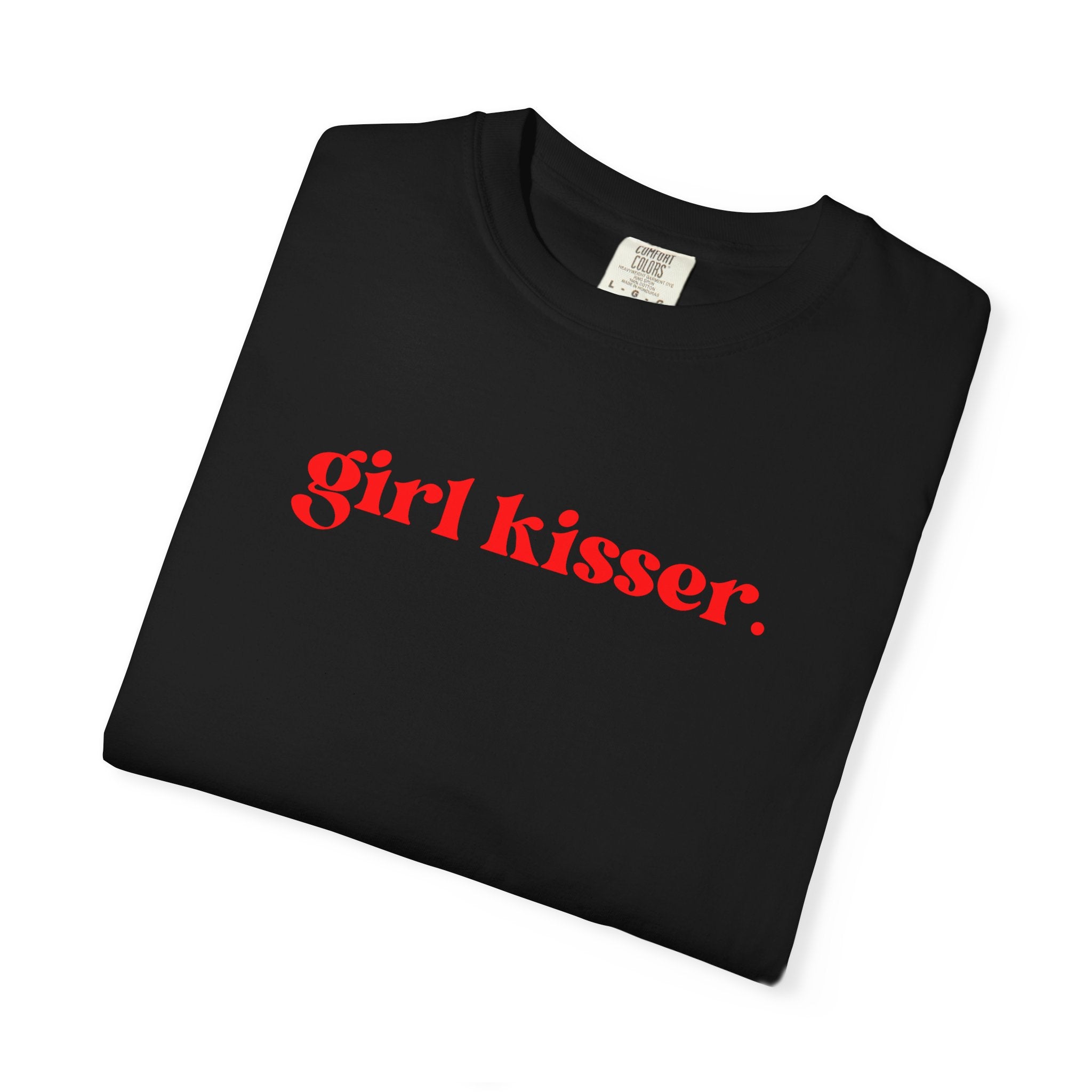 Girl Kisser T‑Shirt — White Tee with Red Script
