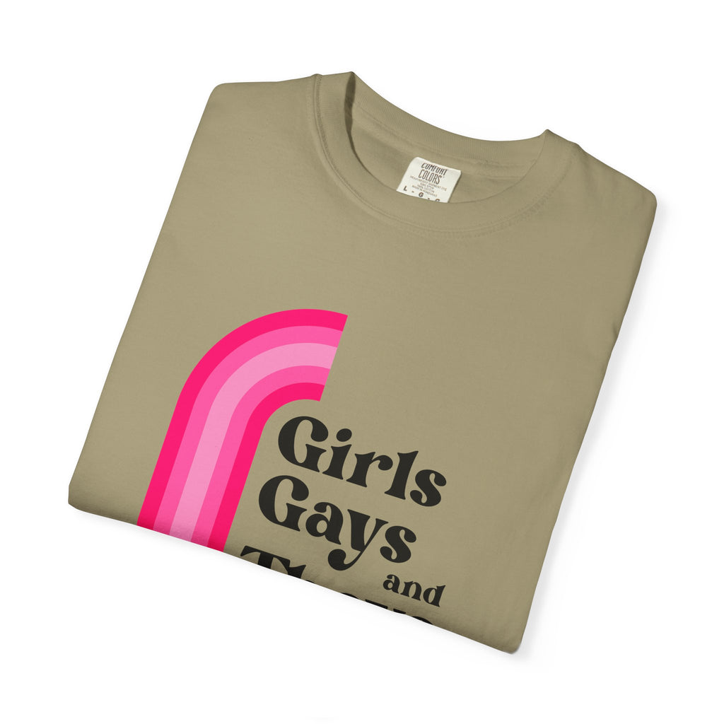 Girls, Gays & Theys T-Shirt — Pride Retro Pink Rainbow Tee