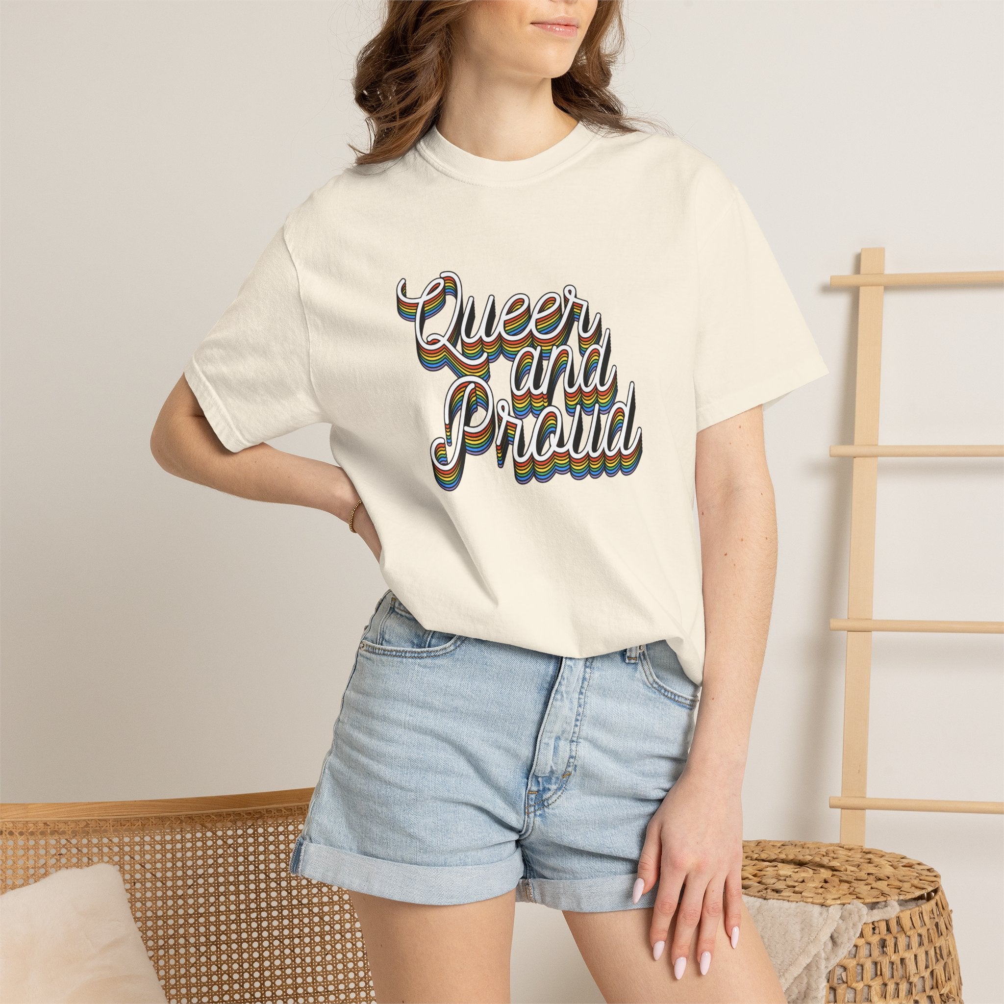 Queer and Proud T-Shirt — Retro Script LGBTQ+ Pride Tee
