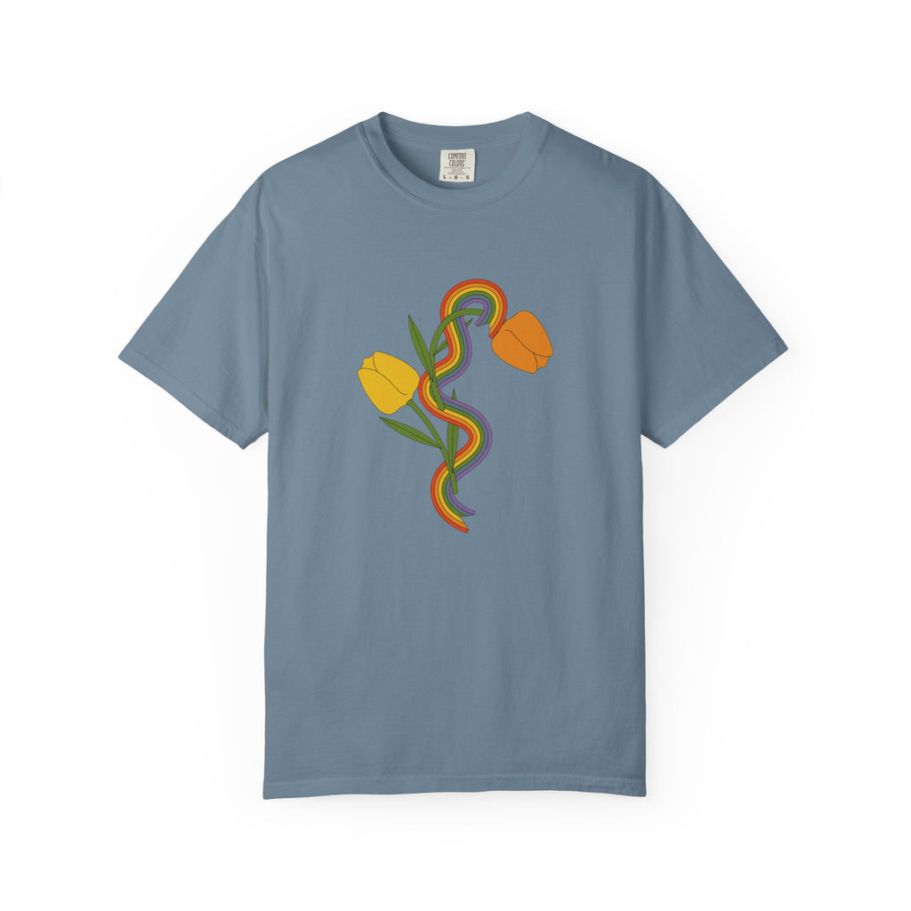 Rainbow Snake & Tulips Graphic T-Shirt