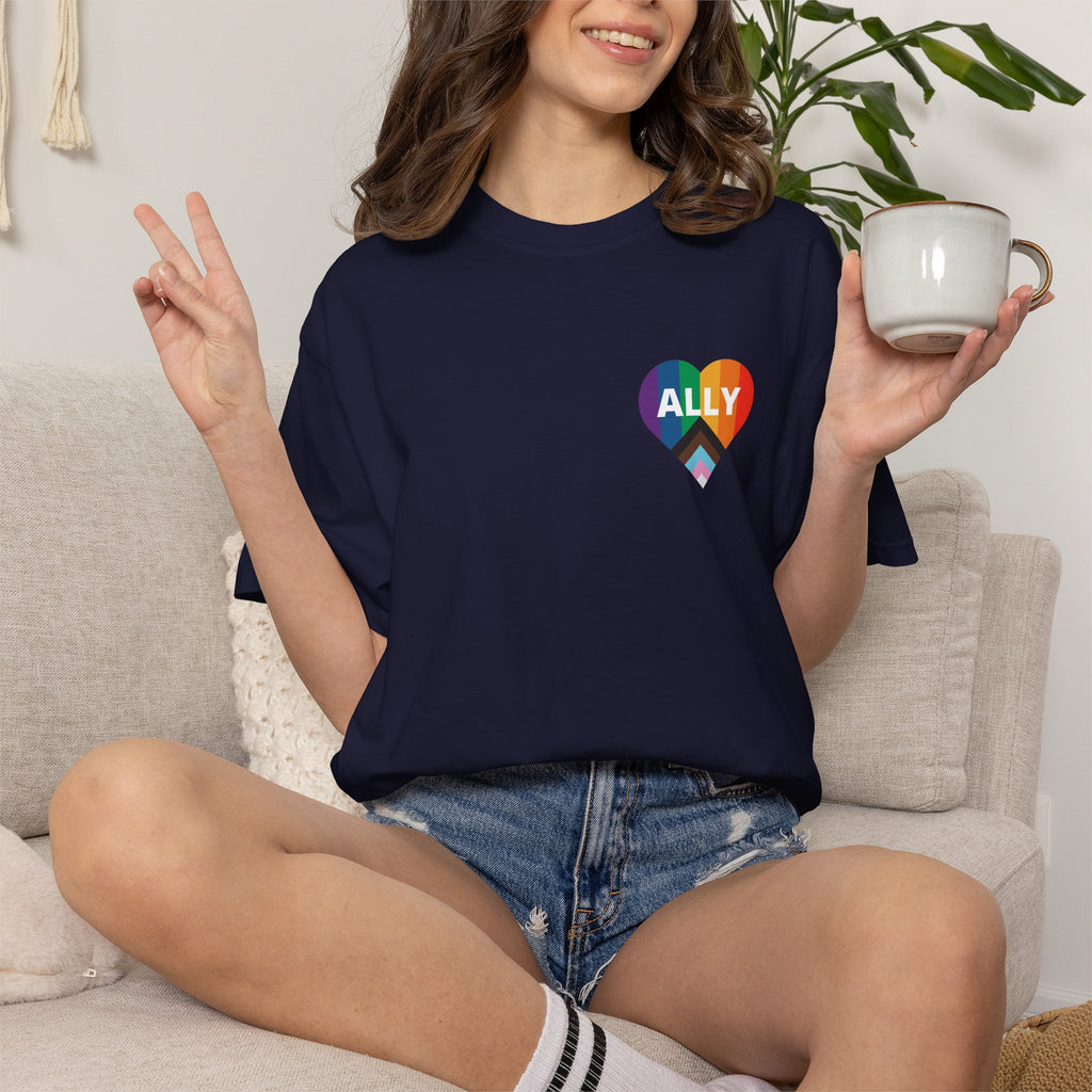 Ally Heart Rainbow T‑Shirt — LGBTQ+ Ally Pride Tee