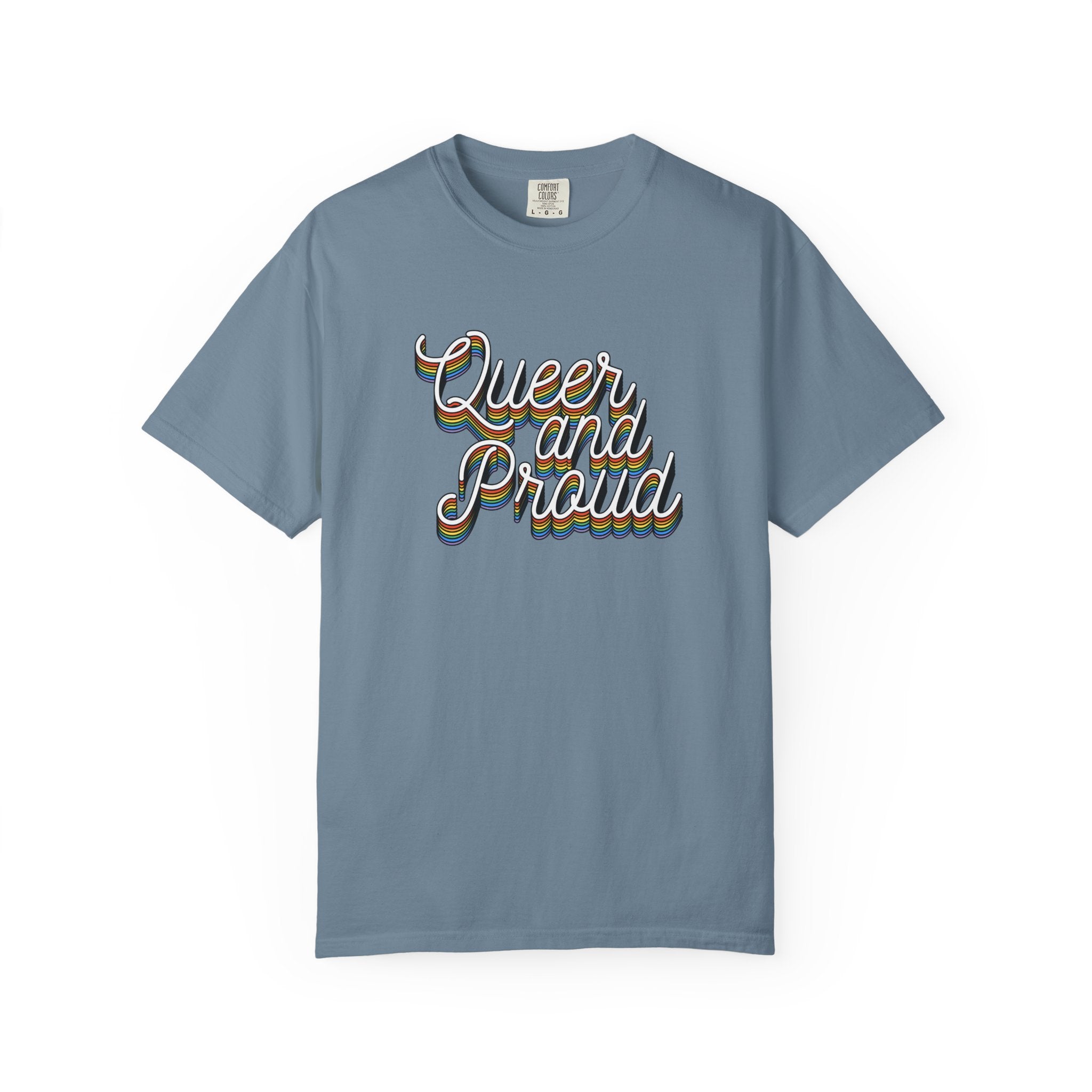Queer and Proud T-Shirt — Retro Script LGBTQ+ Pride Tee