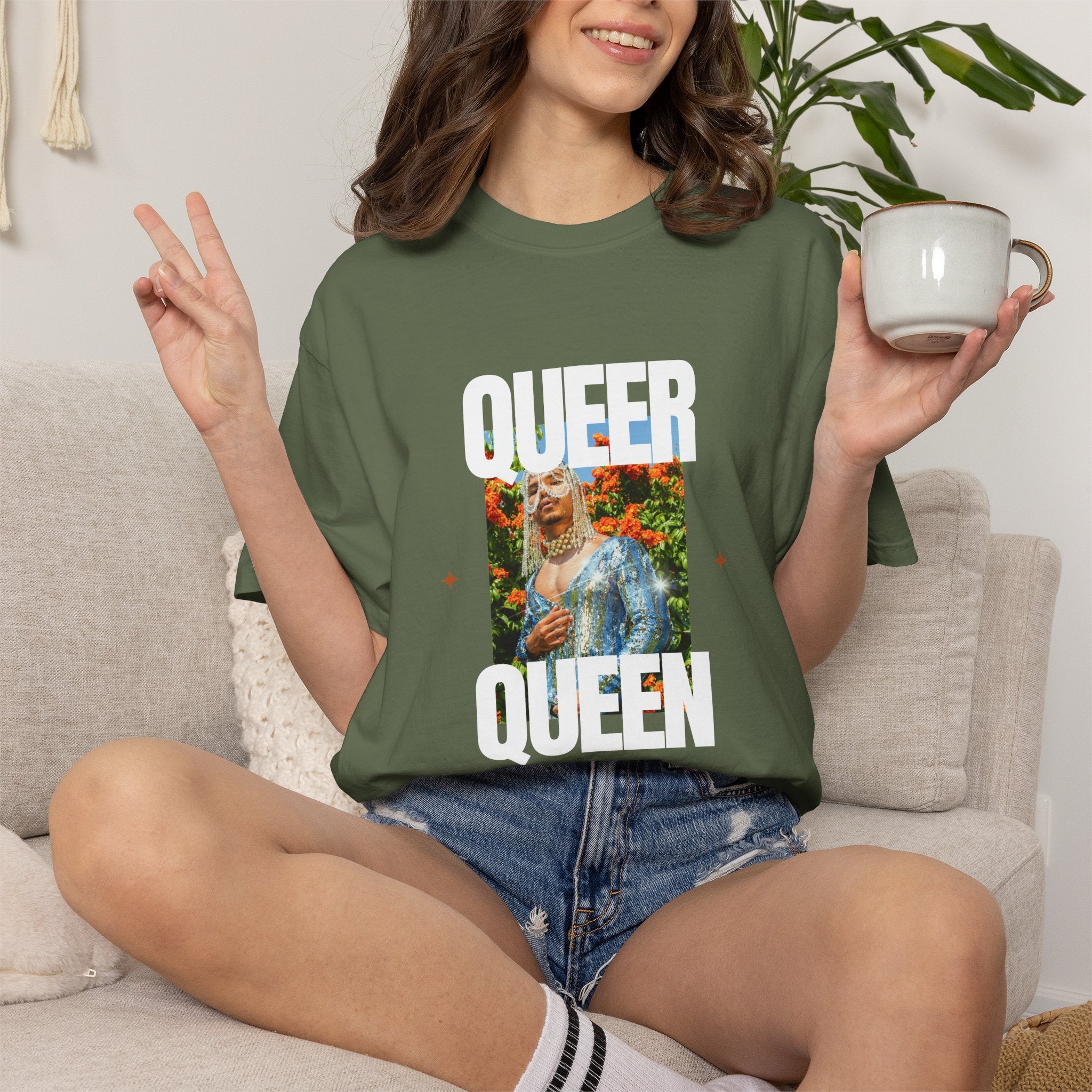 Queer Queen T-Shirt — Vintage Floral Pride Graphic Tee