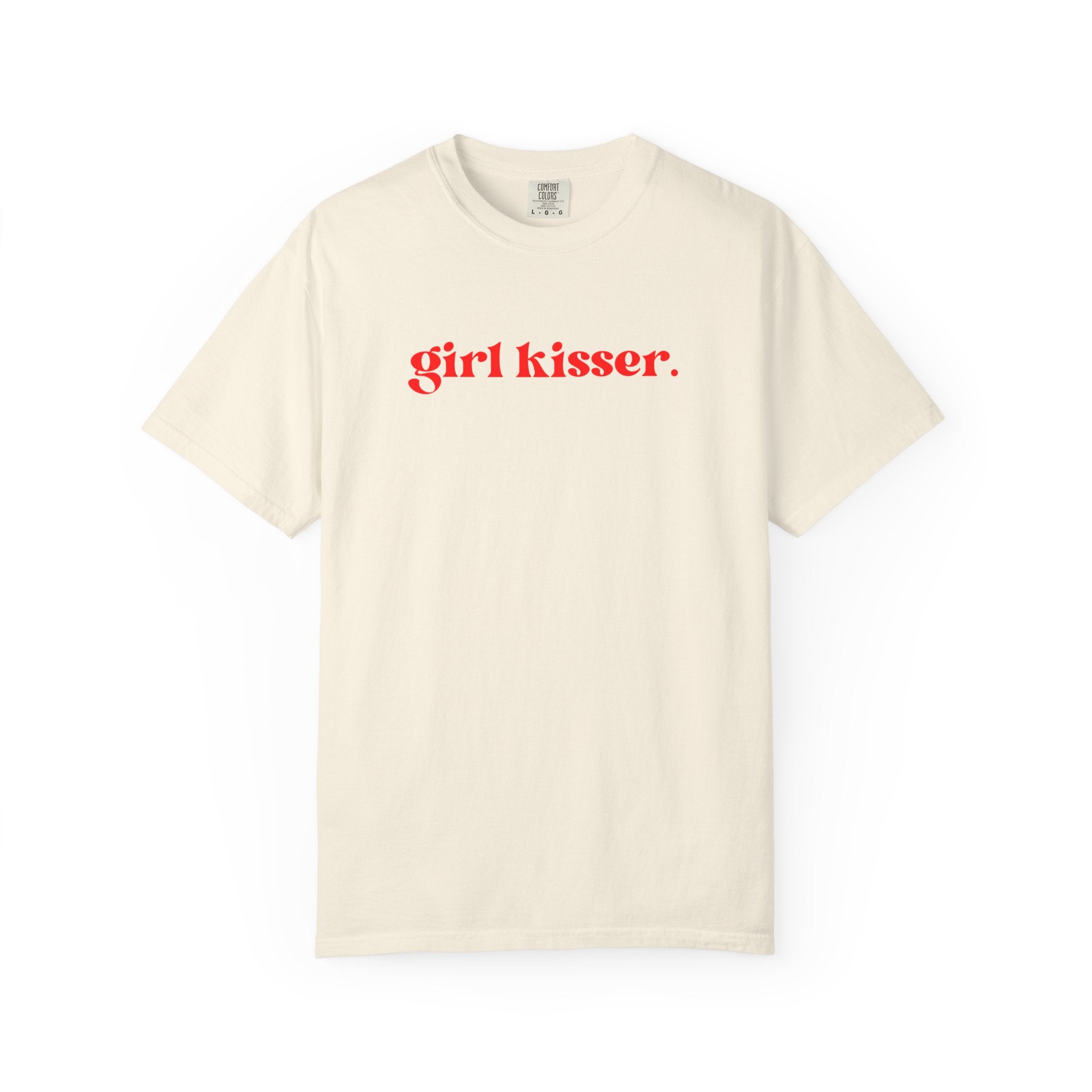 Girl Kisser T‑Shirt — White Tee with Red Script