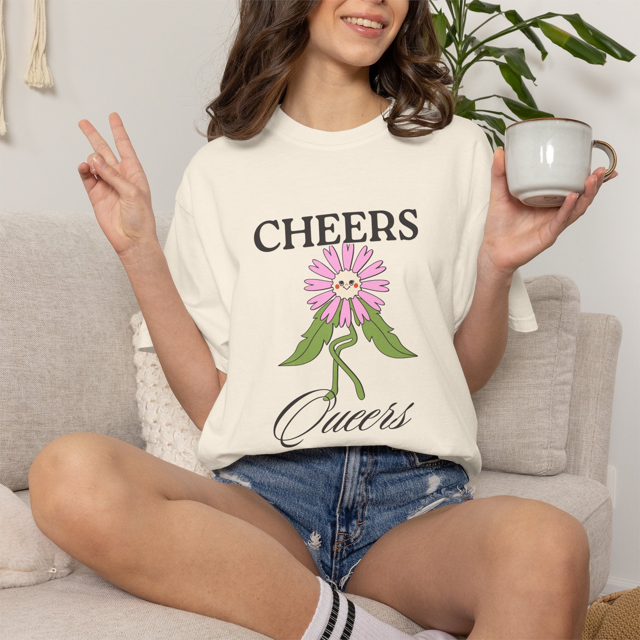 Cheers Queers Floral T-Shirt — Pride Friendly Graphic Tee