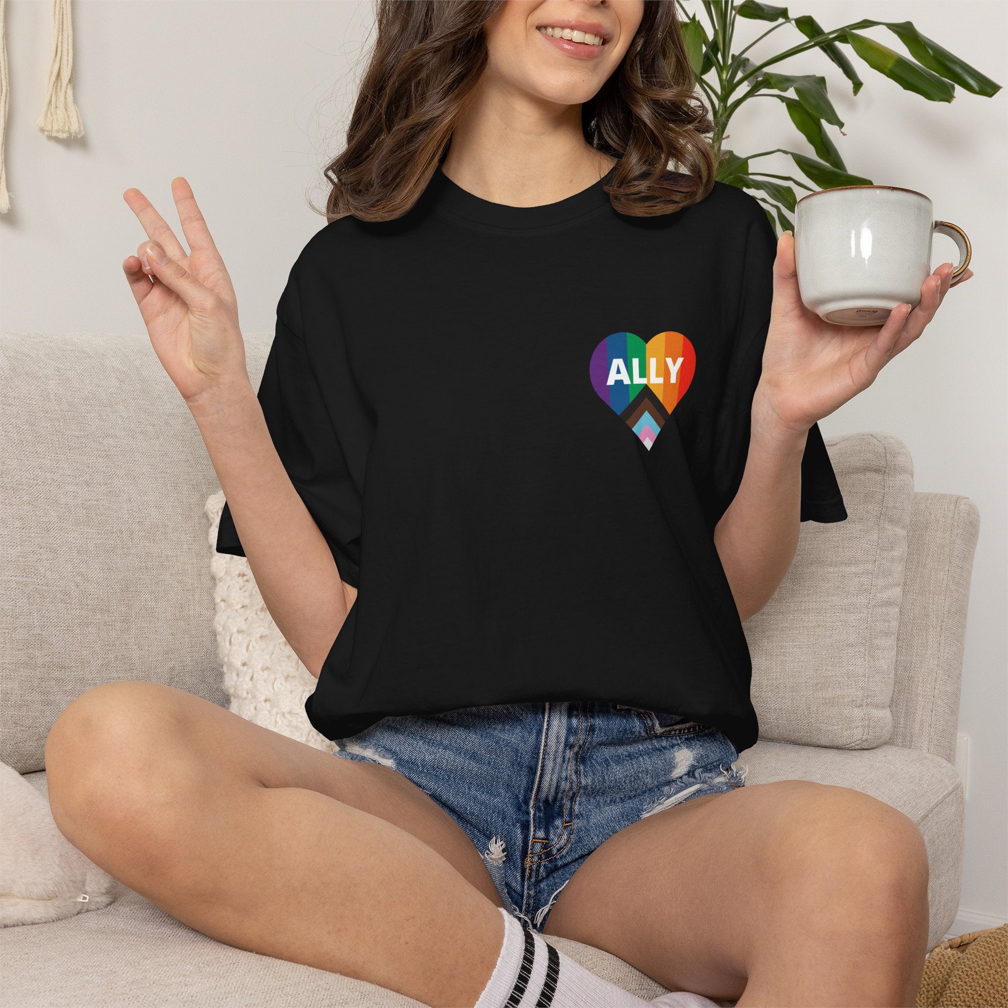 Ally Heart Rainbow T‑Shirt — LGBTQ+ Ally Pride Tee