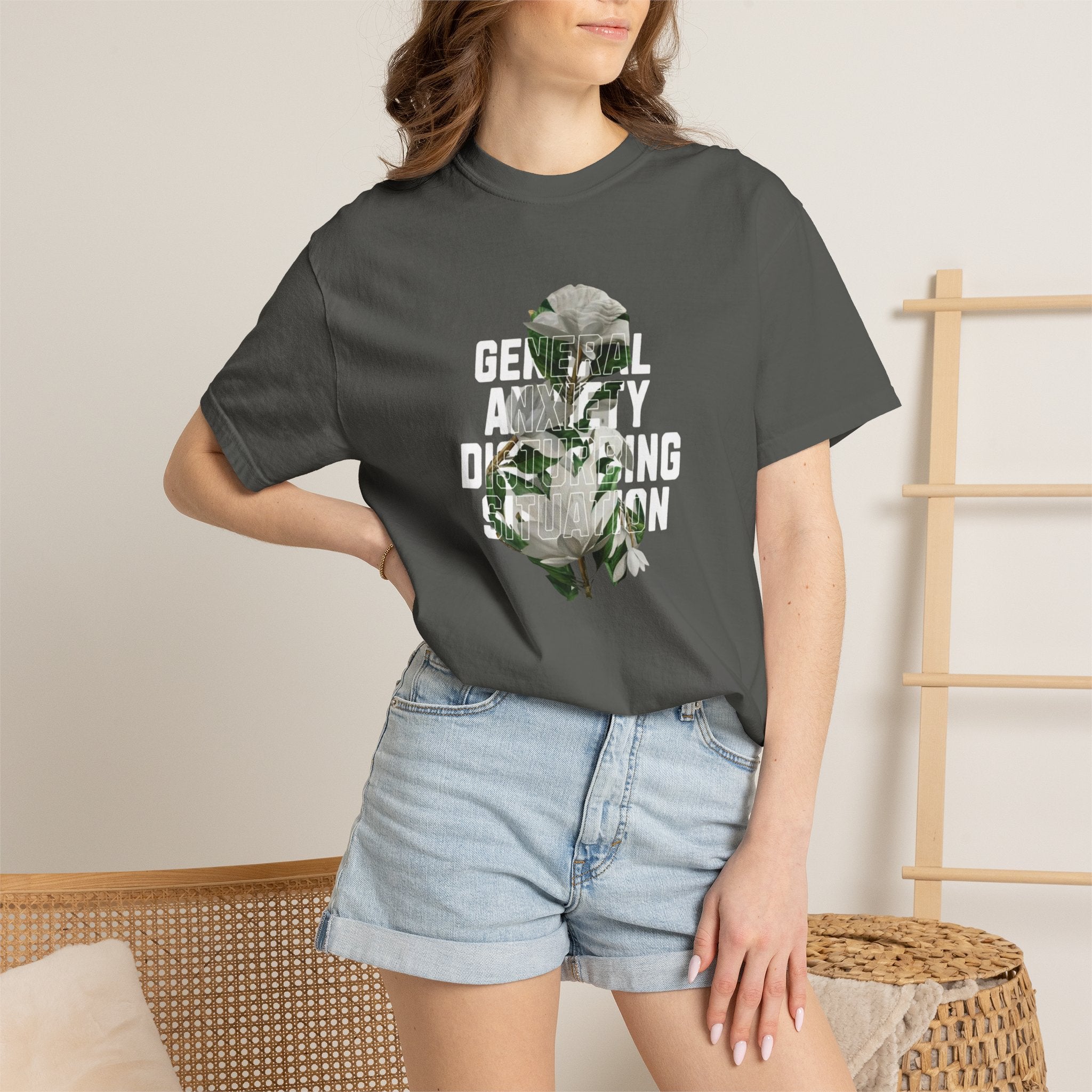 Floral Statement Tee — "Generally Anxious, Dramatic, Overdramatic" Graphic T-Shirt