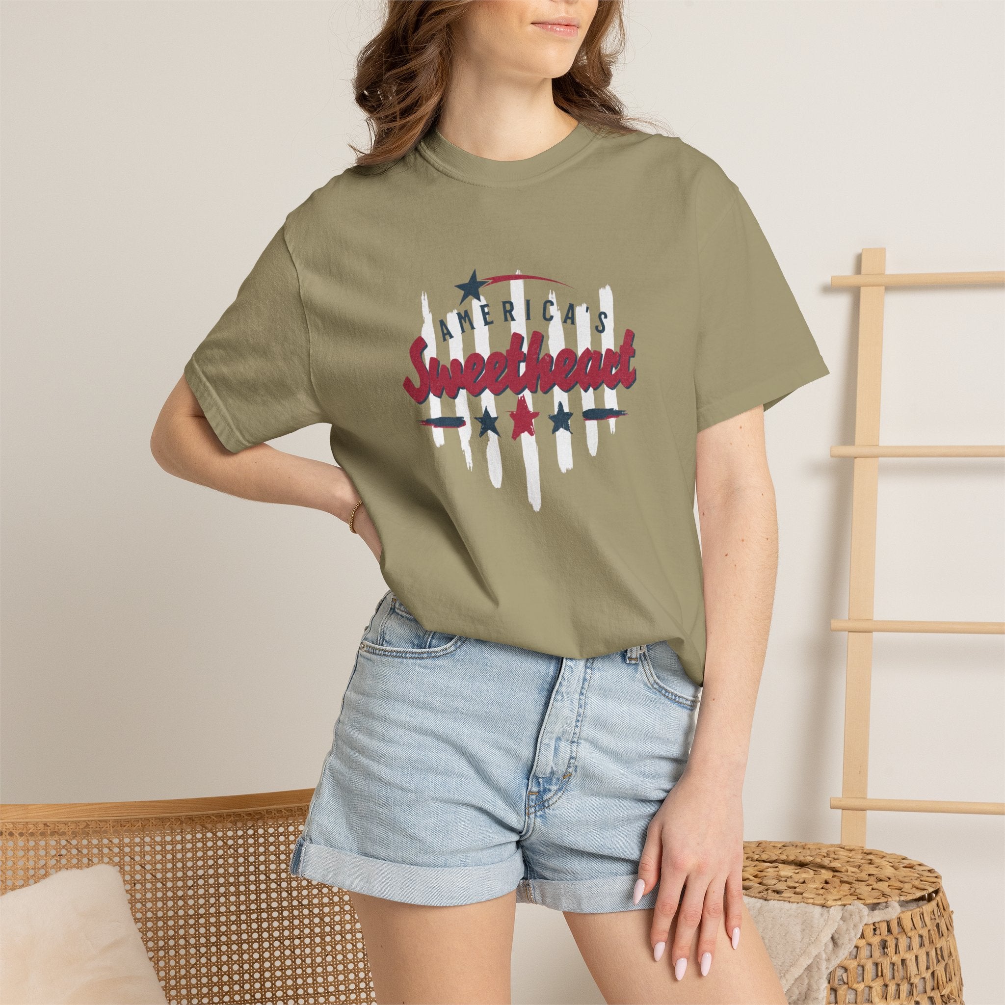 America's Sweetheart T-Shirt — Patriotic Vintage Stars Tee