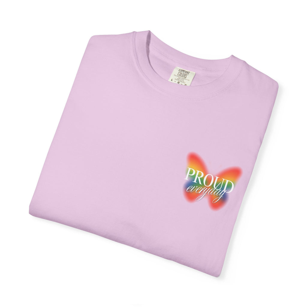 Pride Butterfly T-Shirt — Rainbow "Proud" Graphic Tee