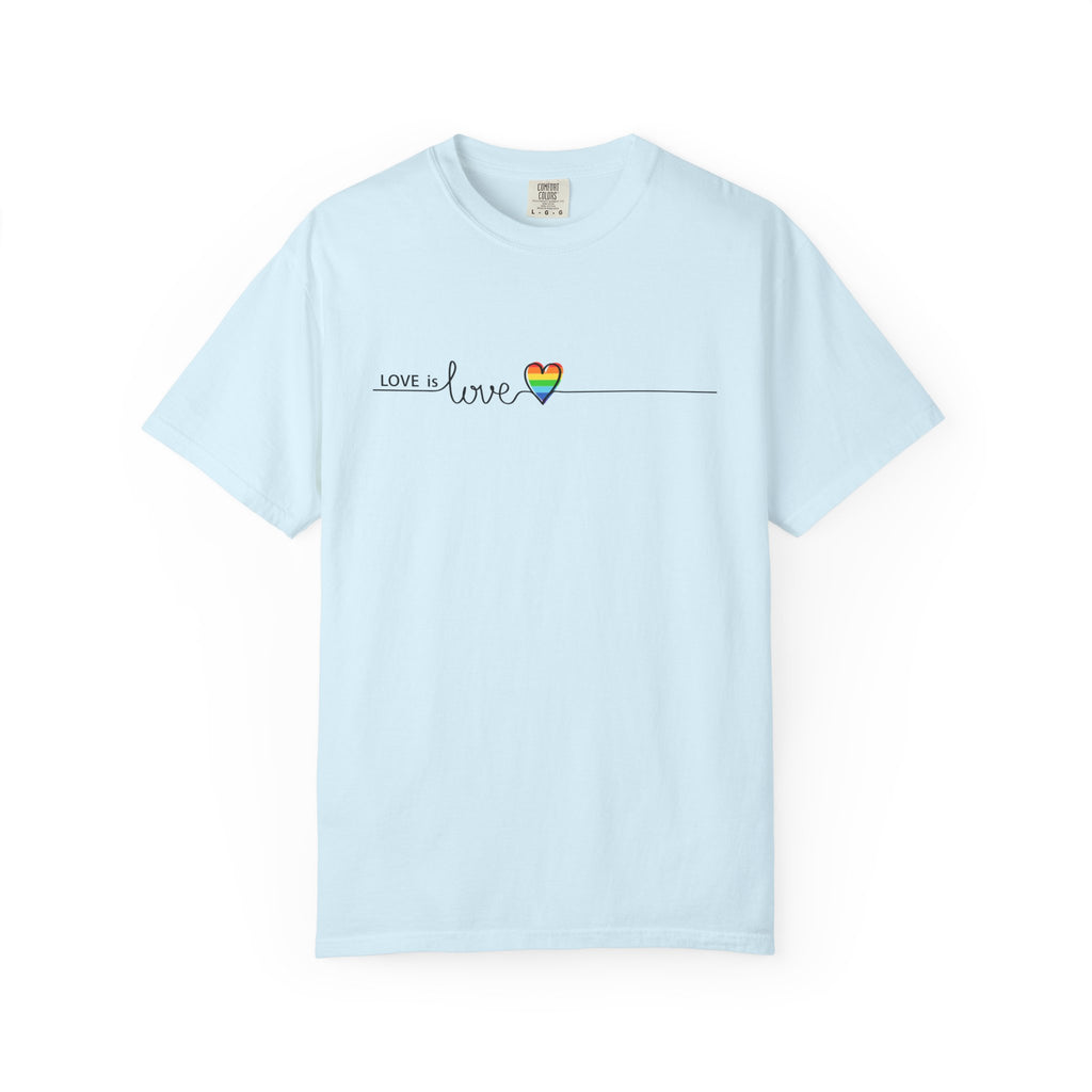 Love is Love T-Shirt — Minimal Rainbow Heart Pride Tee