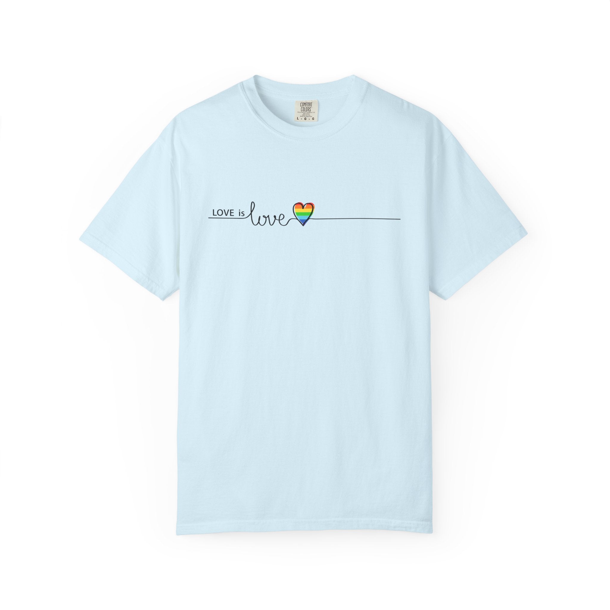 Love is Love T-Shirt — Minimal Rainbow Heart Pride Tee