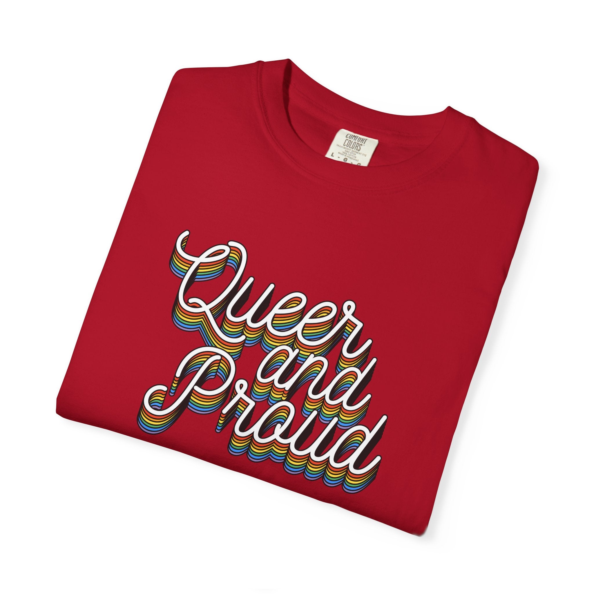 Queer and Proud T-Shirt — Retro Script LGBTQ+ Pride Tee