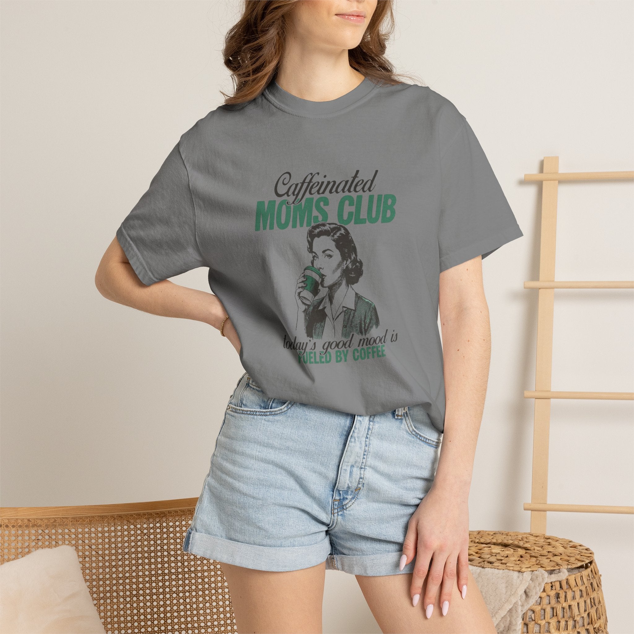 Caffeinated Moms Club T-Shirt — Vintage Coffee Mom Tee ("Fueled by Coffee")