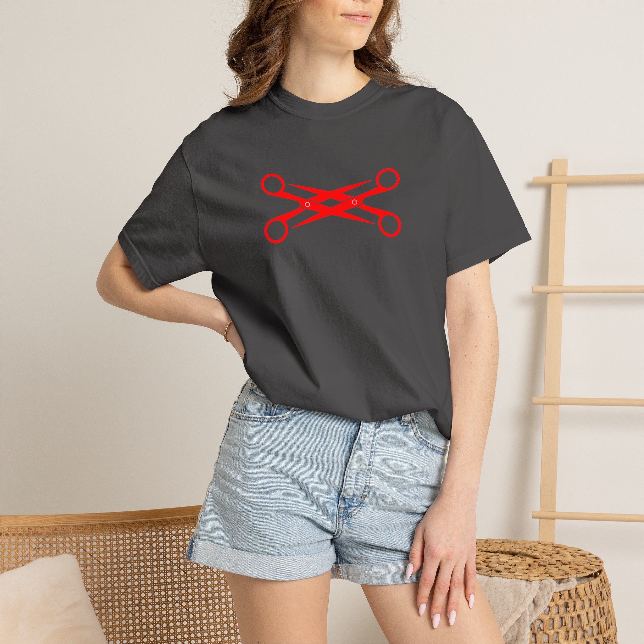 Scissors Cross Graphic T-Shirt — Minimalist Barber & Stylist Tee
