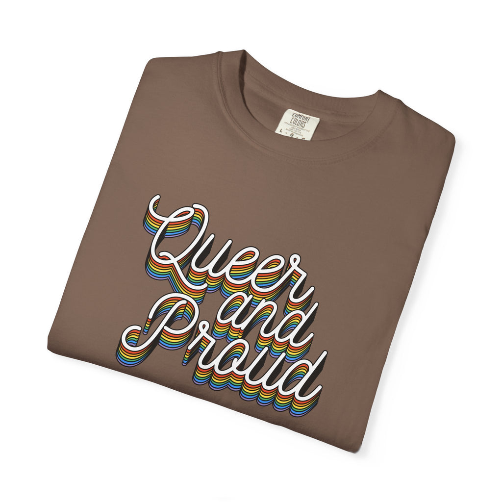 Queer and Proud T-Shirt — Retro Script LGBTQ+ Pride Tee