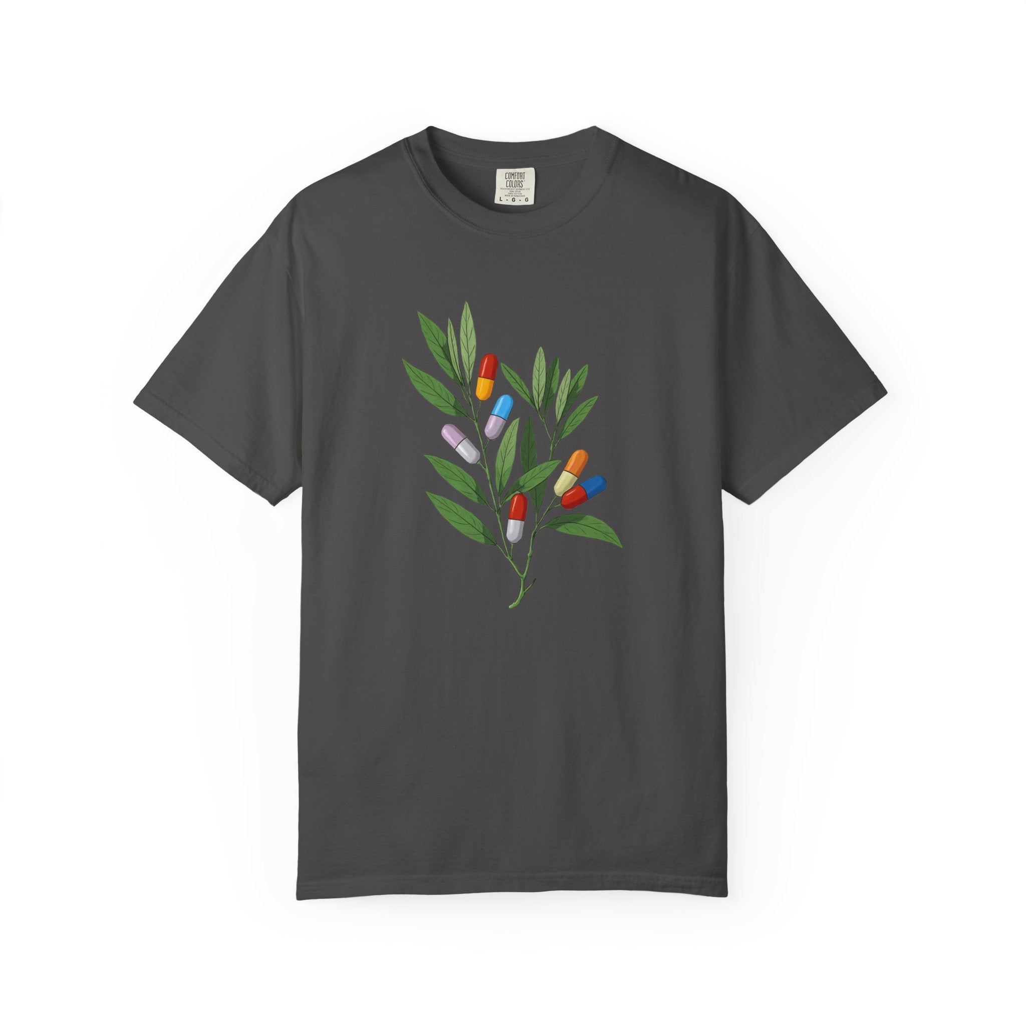 Botanical Floral Tee — Colorful Leaf & Bud Illustration T-Shirt
